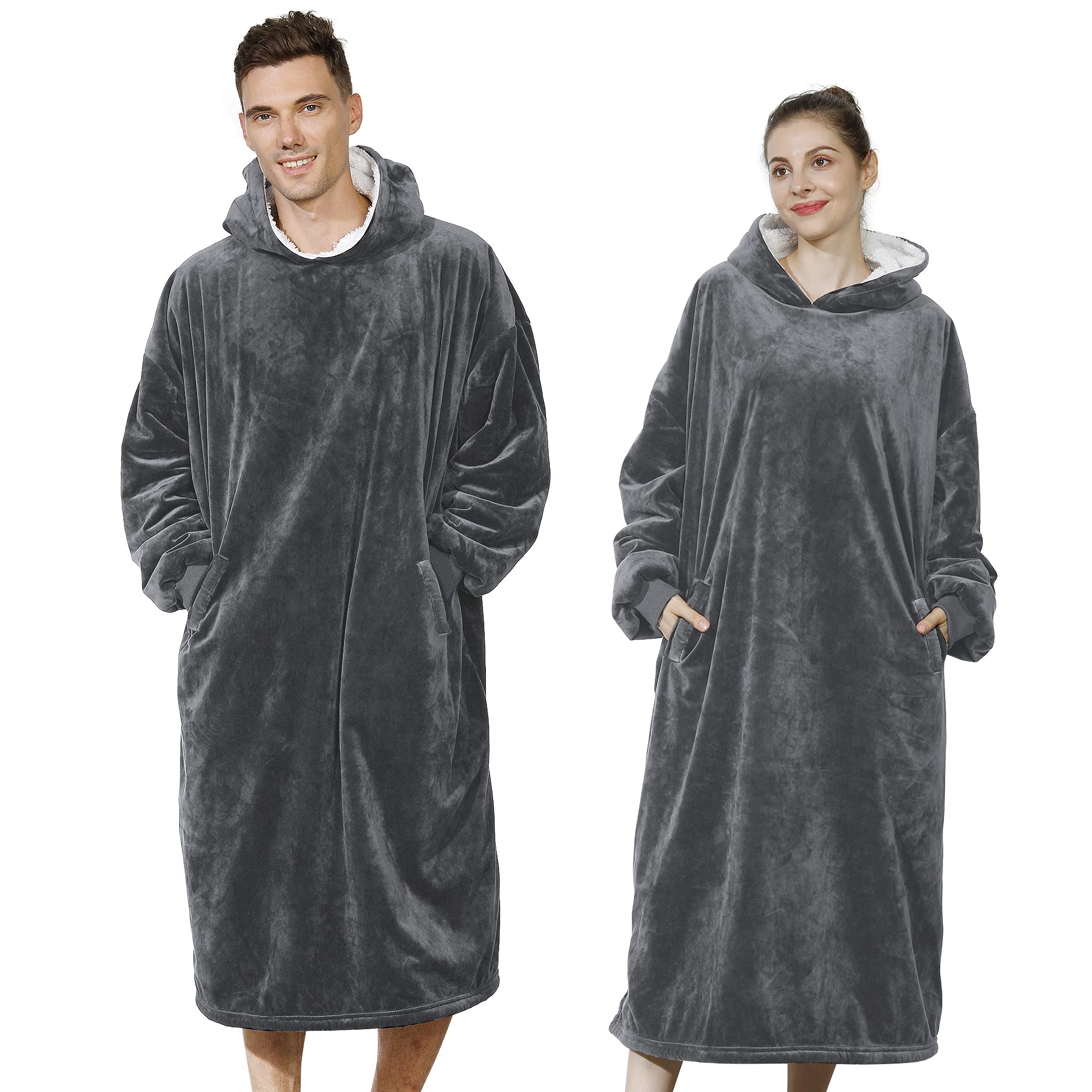 Cozy AmyHomie Sherpa Hooded Blanket Sweatshirt - Oversized Wearable Fleece Hoodie for Women, Men & Kids | Perfect for Lounging, Netflix Nights & Outdoor Camping