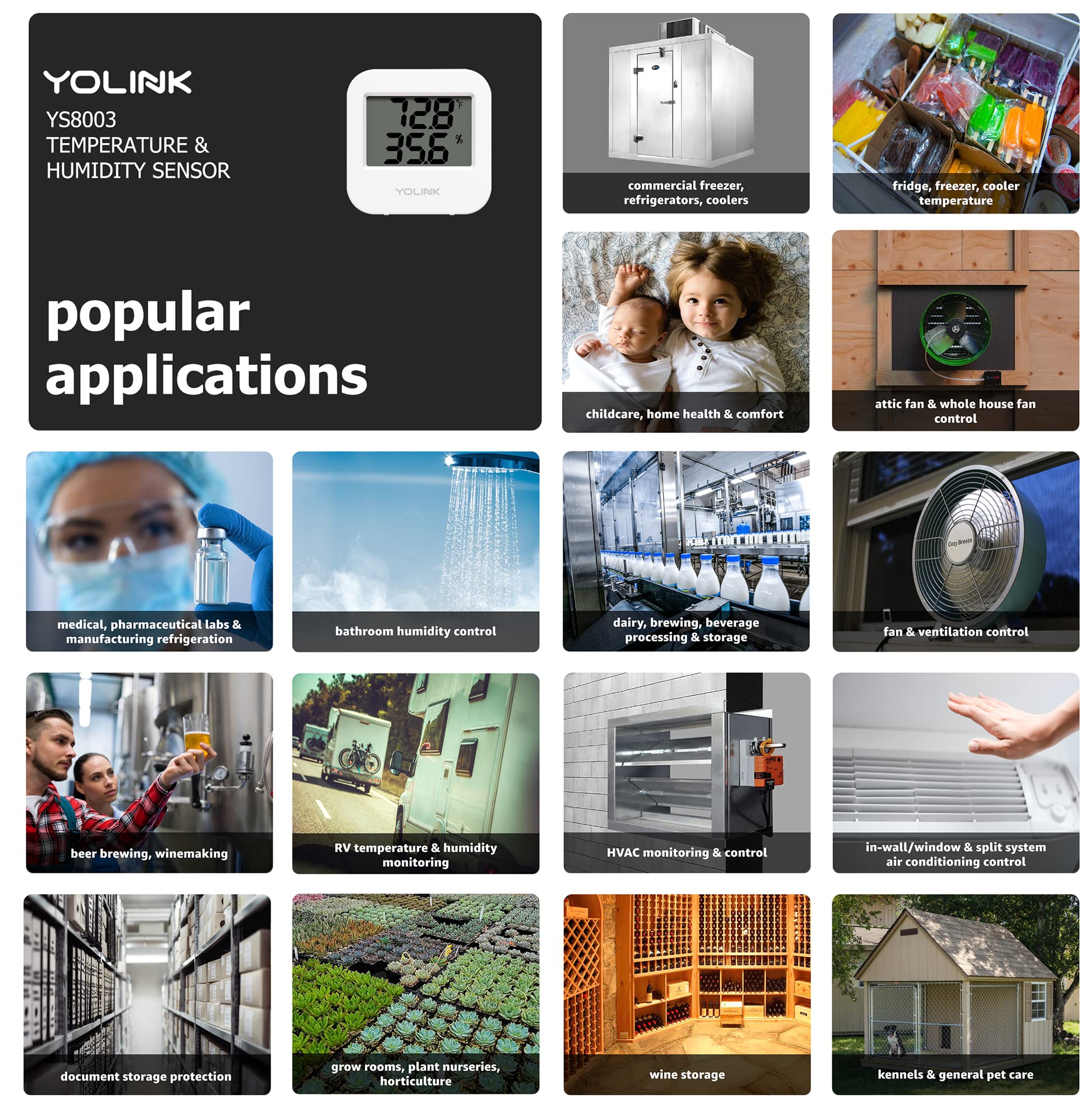 Smart Wireless Temperature & Humidity Sensor for Freezer & Fridge Monitoring - Wide Range, Real-Time Alerts | Ideal for Home, Restaurant & Laboratory Use