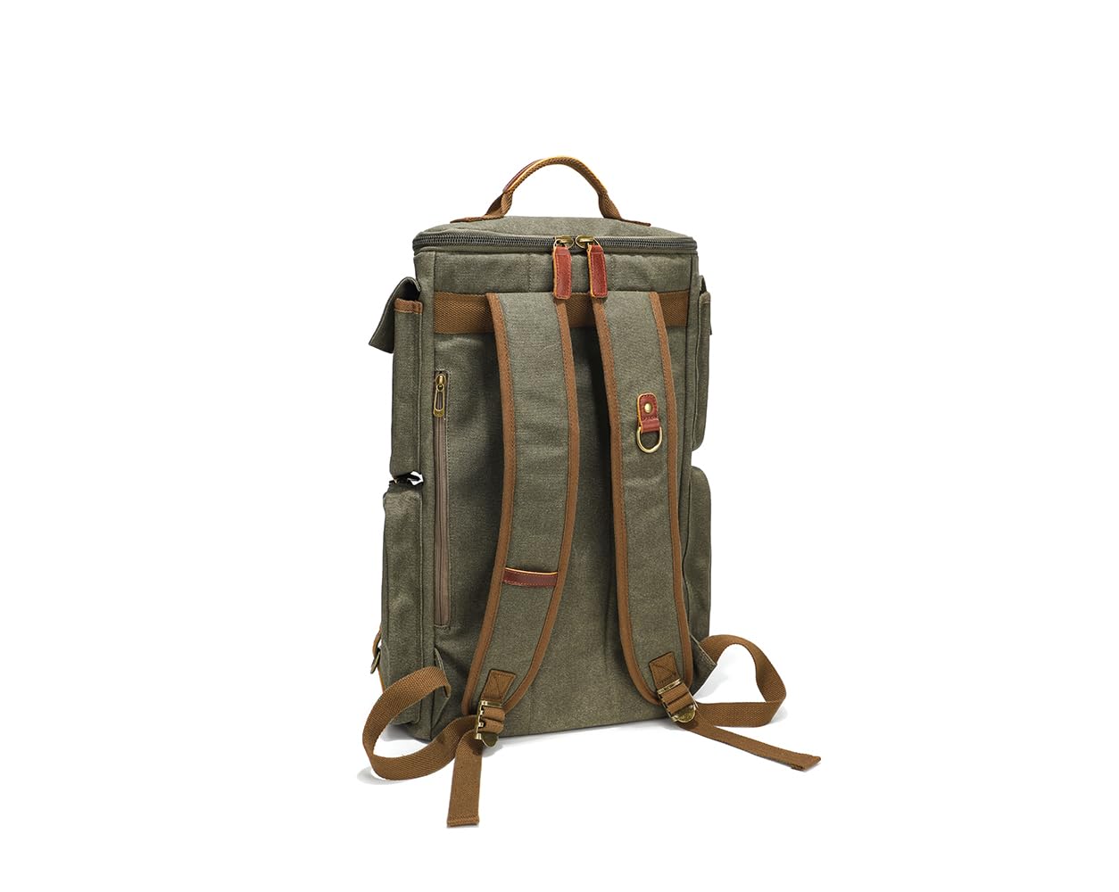 Peacechaos Heavy-Duty Waxed Canvas Backpack for Men - 17 Inch Laptop Rucksack with Genuine Leather - Multi-Pocket Travel Bag for Work, Hiking & Camping - Perfect for Office Commute, Outdoor Adventures & Travel