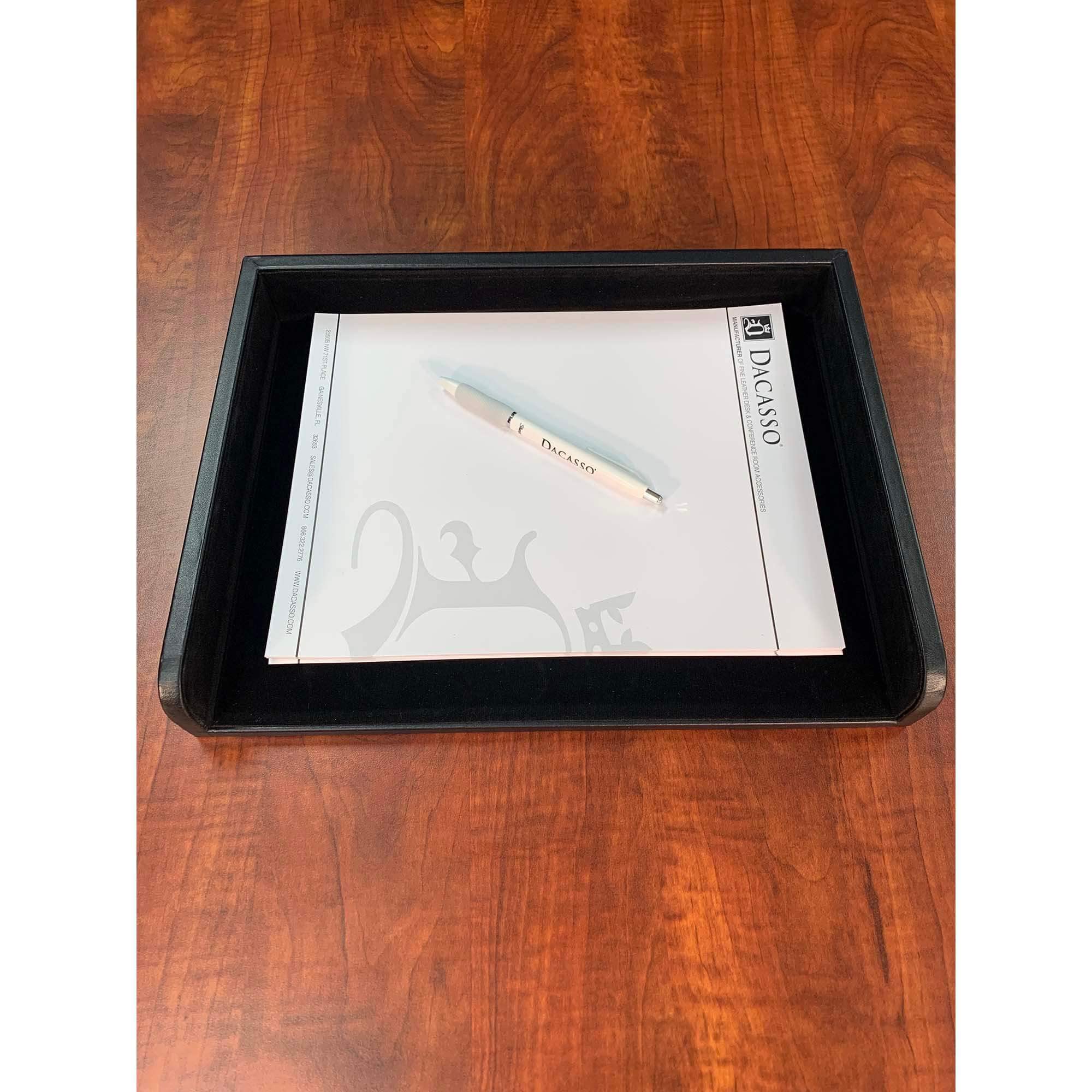 Dacasso Black Leather Side Load Letter Tray - Office Desk Organizer for Files, Documents, and Mail - Perfect for Home, Office, and Workspace Organization