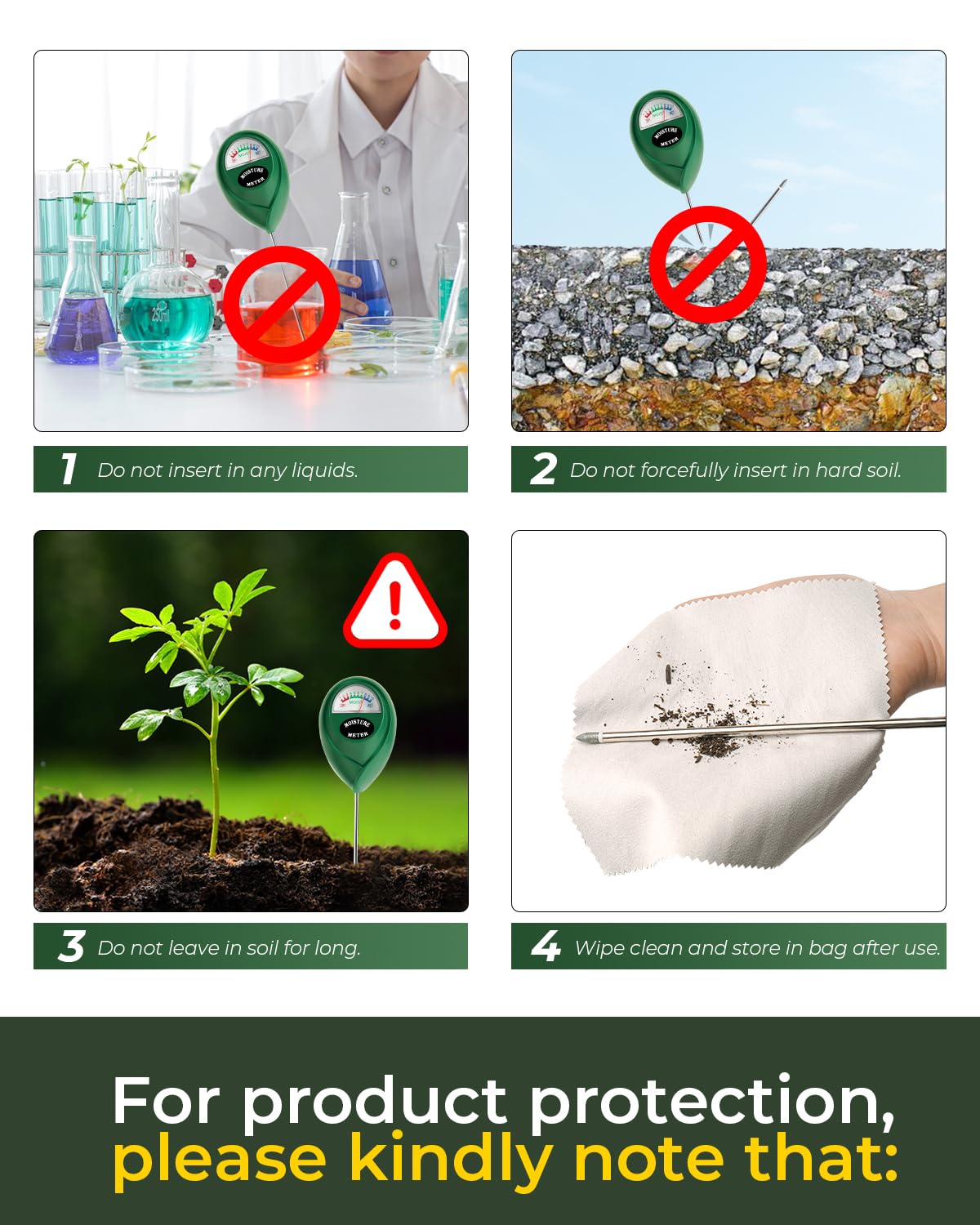 **Soil Moisture Meter for Plants - Digital Soil Tester for Garden, Lawn, Potted Plants - Indoor & Outdoor Plant Water Monitor - No Battery Needed (Perfect Gardening Gift for Plant Lovers, Ideal for Home, Office & Greenhouse Use)**
