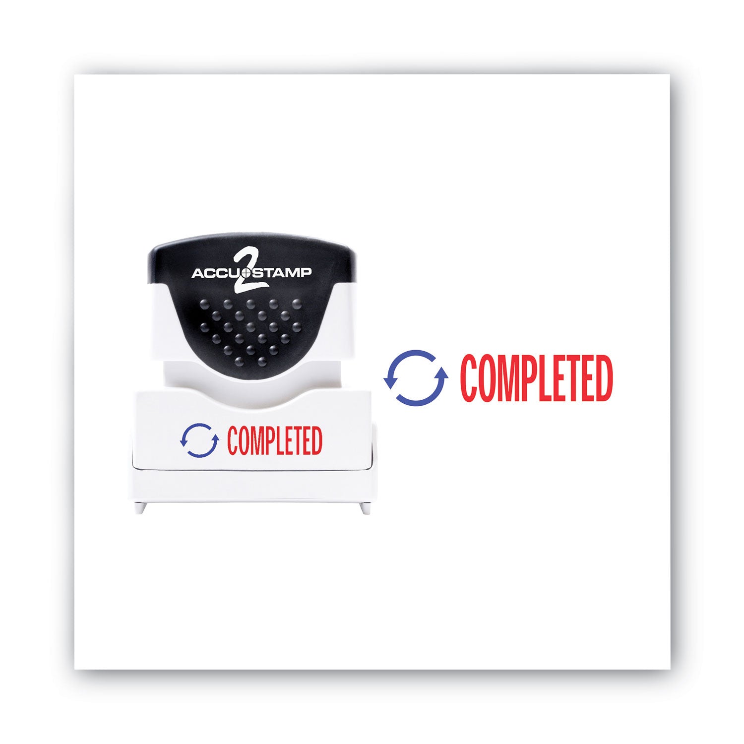 ACCUSTAMP2® Pre-Inked Shutter Stamp - Red & Blue Ink, 1.63 x 0.5 Inch - Self-Inking Business Stamp for Documents, Forms & Receipts - Perfect for Offices, Banks & Notary Use