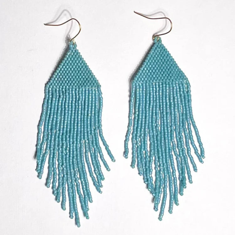 Ivy Teal Blue Fringe Earrings for Women - Bohemian Dangle Drop Earrings for Party, Wedding & Casual Wear
