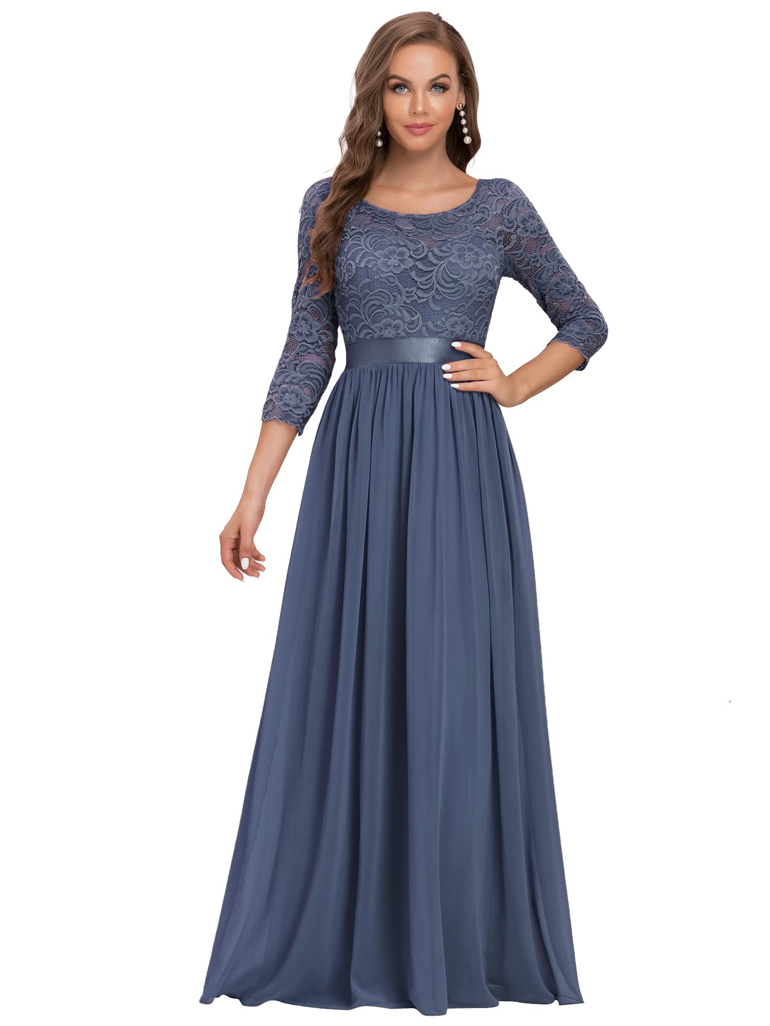 Ever-Pretty Women's 3/4 Sleeve Empire Waist Bridesmaid & Mother of The Bride Maxi Dresses - Perfect for Weddings, Formal Events & Special Occasions