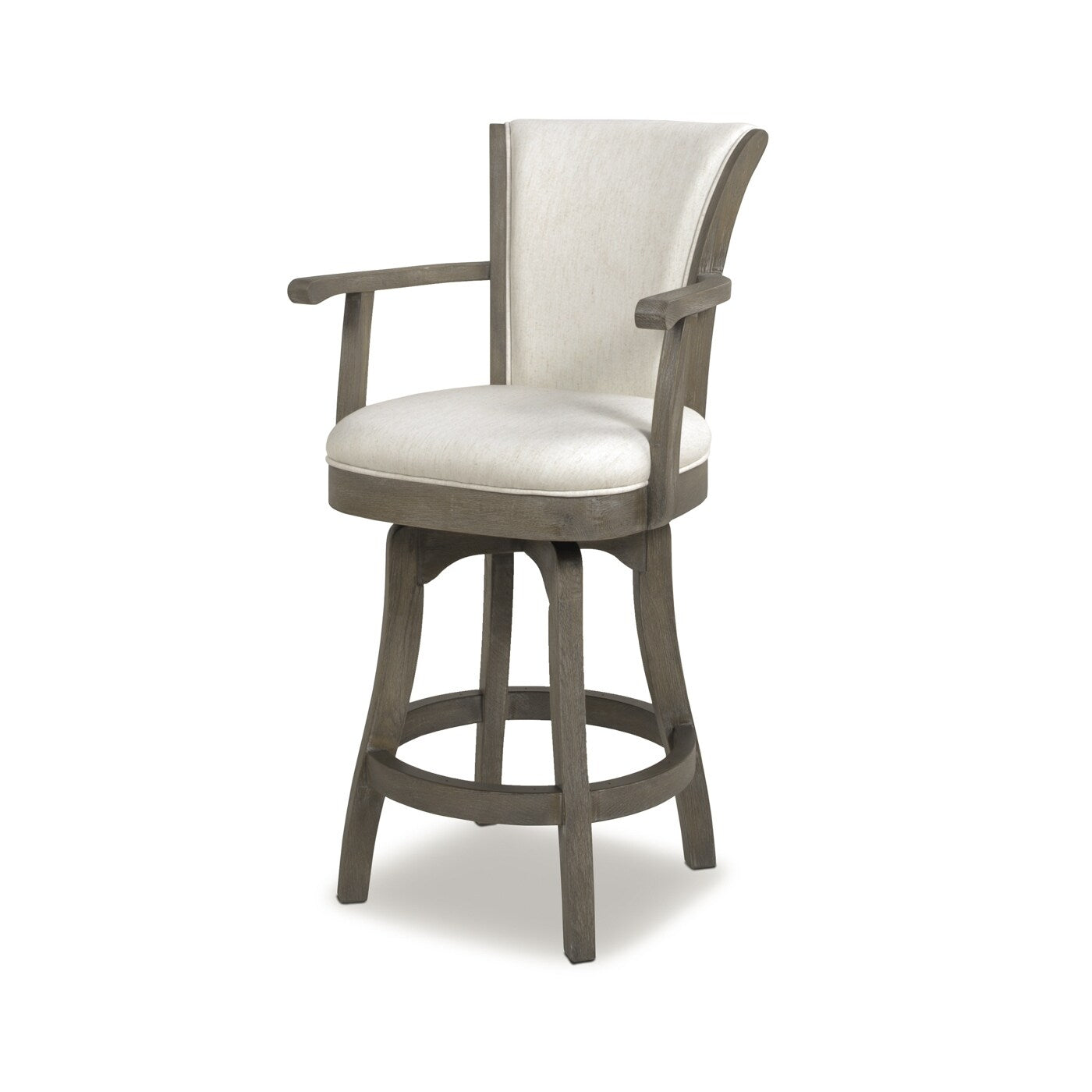 27in Swivel Counter Height Bar Stool - Vintage Faux Leather with High Back Support & Armrests - Solid Hardwood Frame - Perfect for Kitchen Island, Home Bar & Breakfast Nook