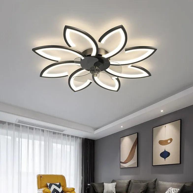 Petal Shape LED Ceiling Fan with Light for Living Room - Modern Stylish Cooling & Lighting Solution for Home, Bedroom, Office