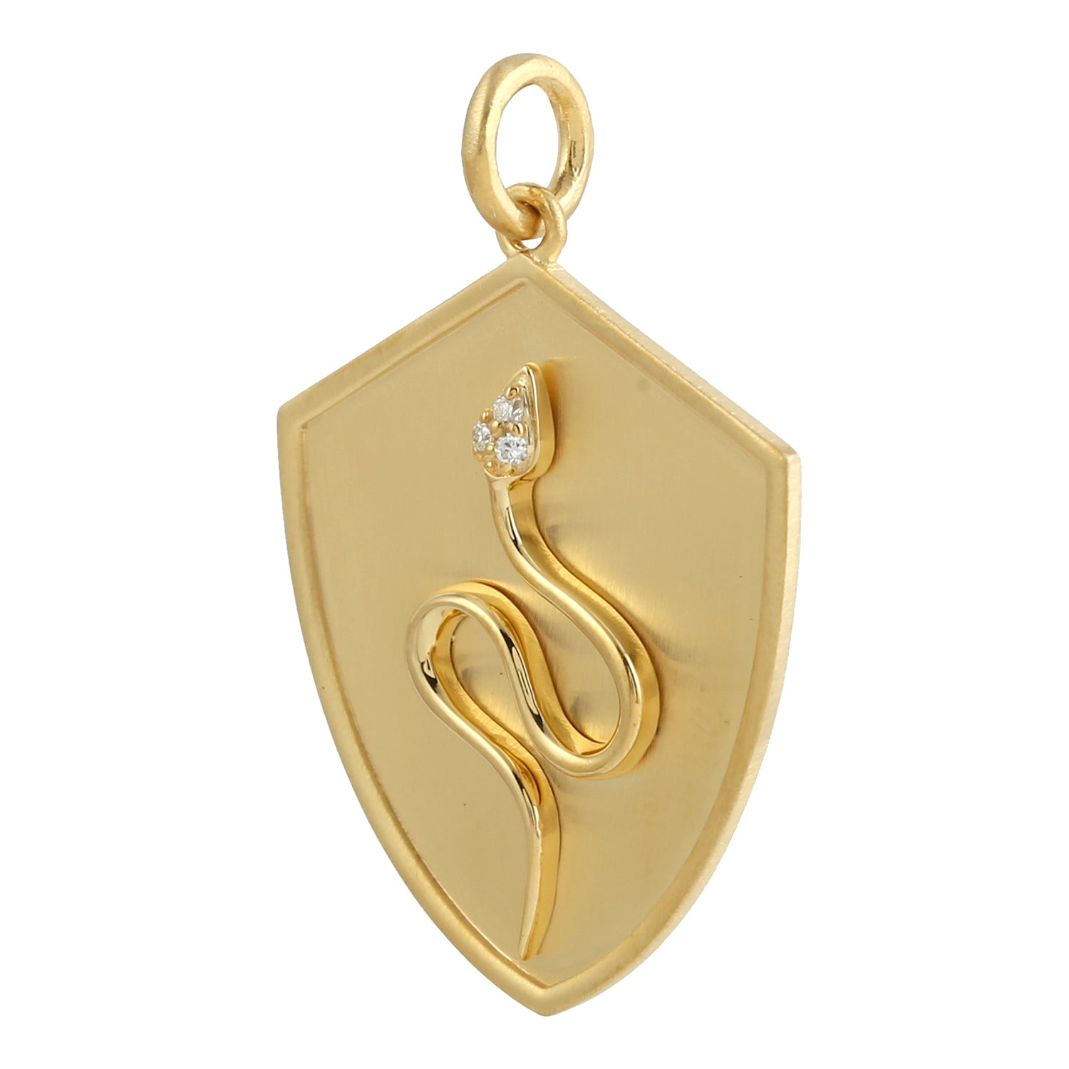 14K Yellow Gold Serpent Shield Pendant with Pave Diamonds - Elegant Jewelry Gift for Women, Birthday, Anniversary & Special Occasions