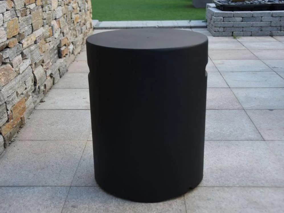 AMS Fireplace | Elementi 20lb Propane Tank Cover (Dark Grey) - Handcrafted Fiberglass Reinforced Concrete, Round Design 15.7x15.7x20 inches | Outdoor Patio Decor, Fire Pit Accessory, End Table Alternative for Backyard & Garden