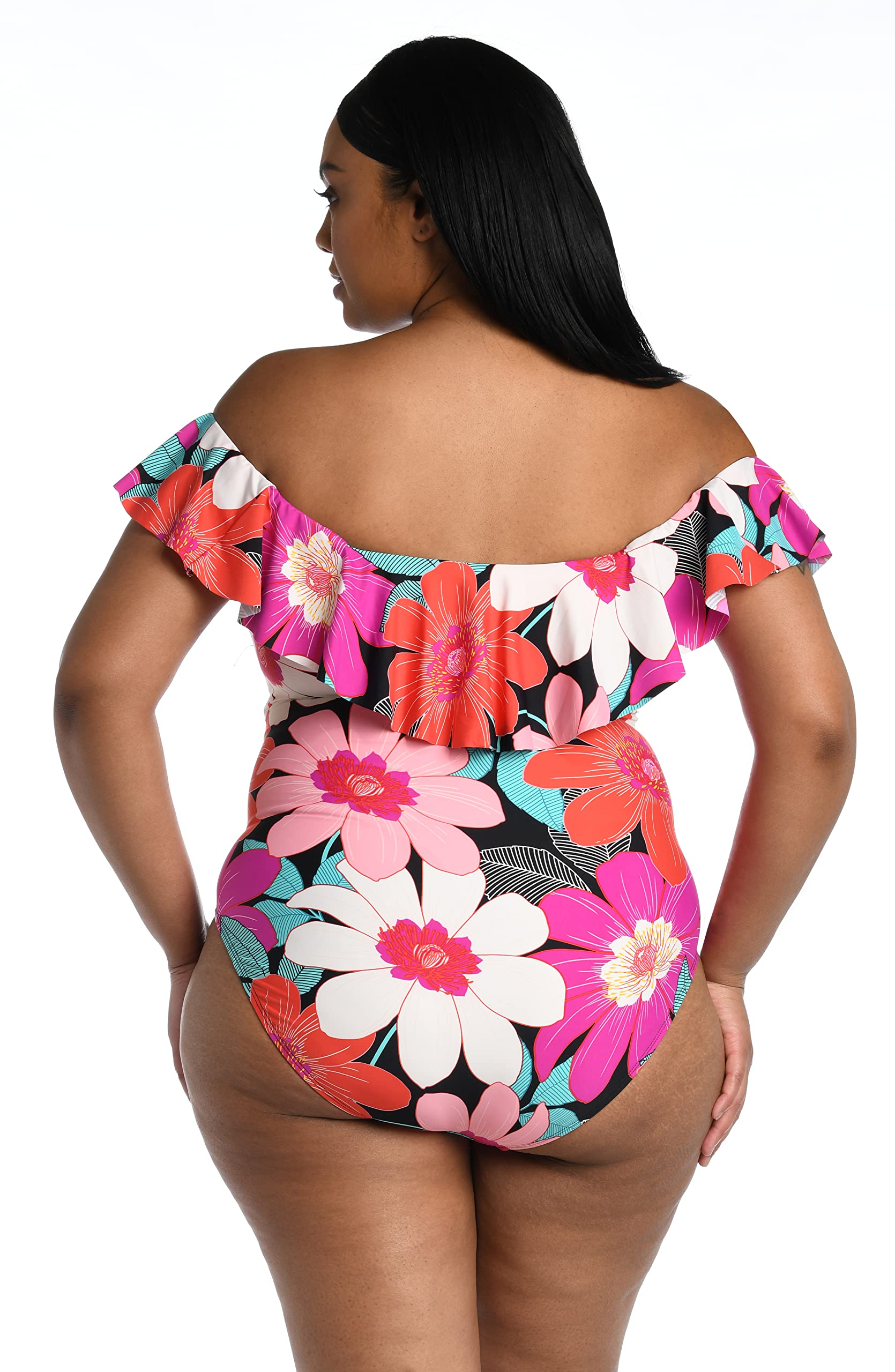 La Blanca Women's One Piece Swimsuit - Off Shoulder Ruffle Bathing Suit for Beach, Pool & Vacation | Flattering Swimwear for Summer