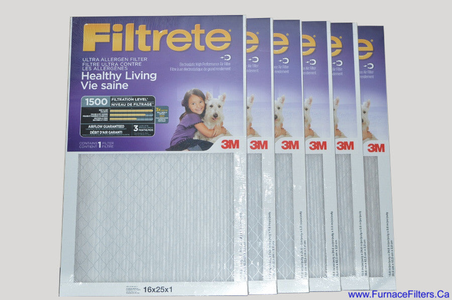 3M Filtrete 16x25x1 Air Filter MPR 1500 - 6 Pack | High Efficiency Furnace Filters for Dust, Pollen & Allergens | Perfect for Home HVAC Systems & Air Purifiers