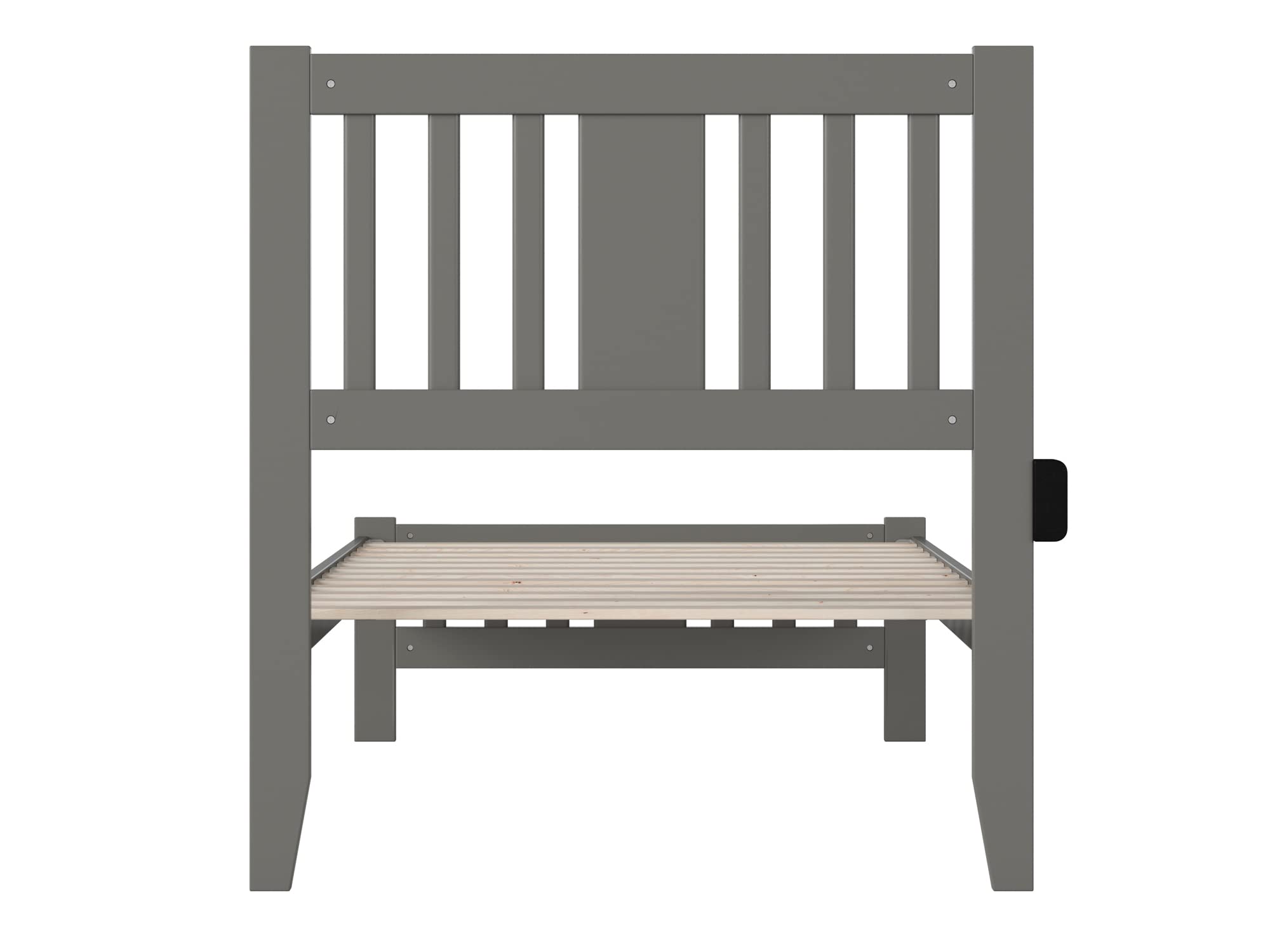 AFI Tahoe Twin Size Platform Bed Frame with Footboard & USB Charging Station - Grey Wooden Bed for Kids, Teens & Guest Rooms - Space-Saving Modern Design with Built-In Storage