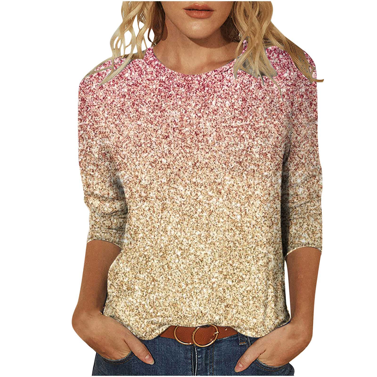 Yardsong Women's 3/4 Sleeve Casual Blouses 2024 Trendy Cute Pattern Tunic Tops - Perfect for Office Wear, Date Nights & Weekend Outfits