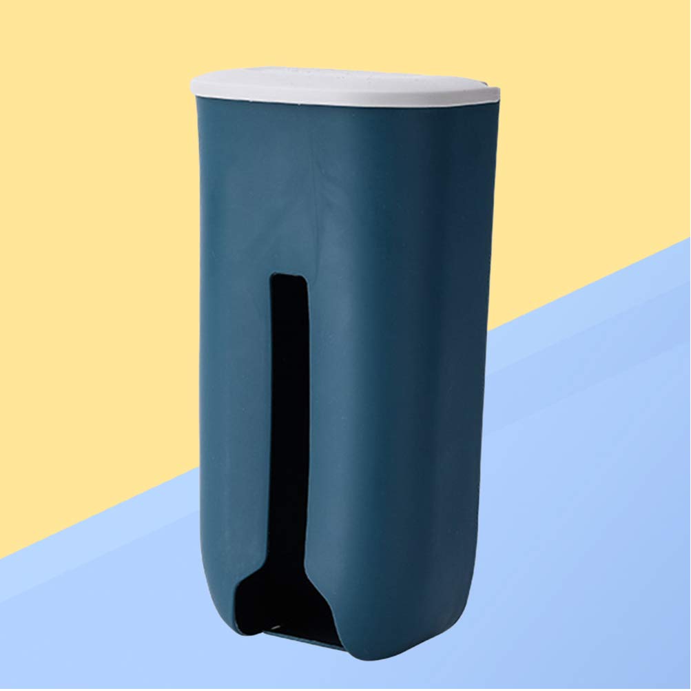 Housoutil Wall-Mounted Plastic Bag Holder & Dispenser - Dark Blue Grocery Bag Organizer for Kitchen, Pantry, and Laundry Room - Space-Saving Storage Solution for Plastic Bags