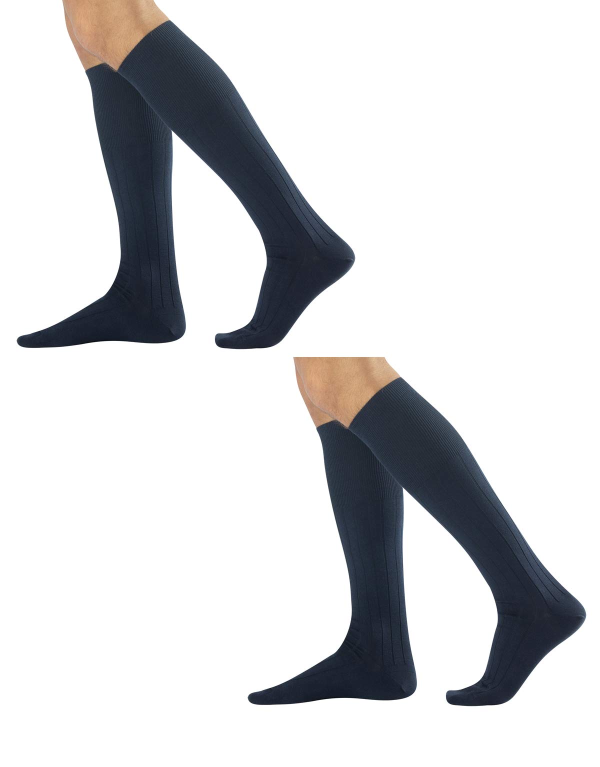 CALZITALY Men's Ribbed Warm Cotton Knee-High Socks - 2 Pairs (Size 7.5-9.5 & 10-12) | Made in Italy | Perfect for Winter, Hiking & Outdoor Activities