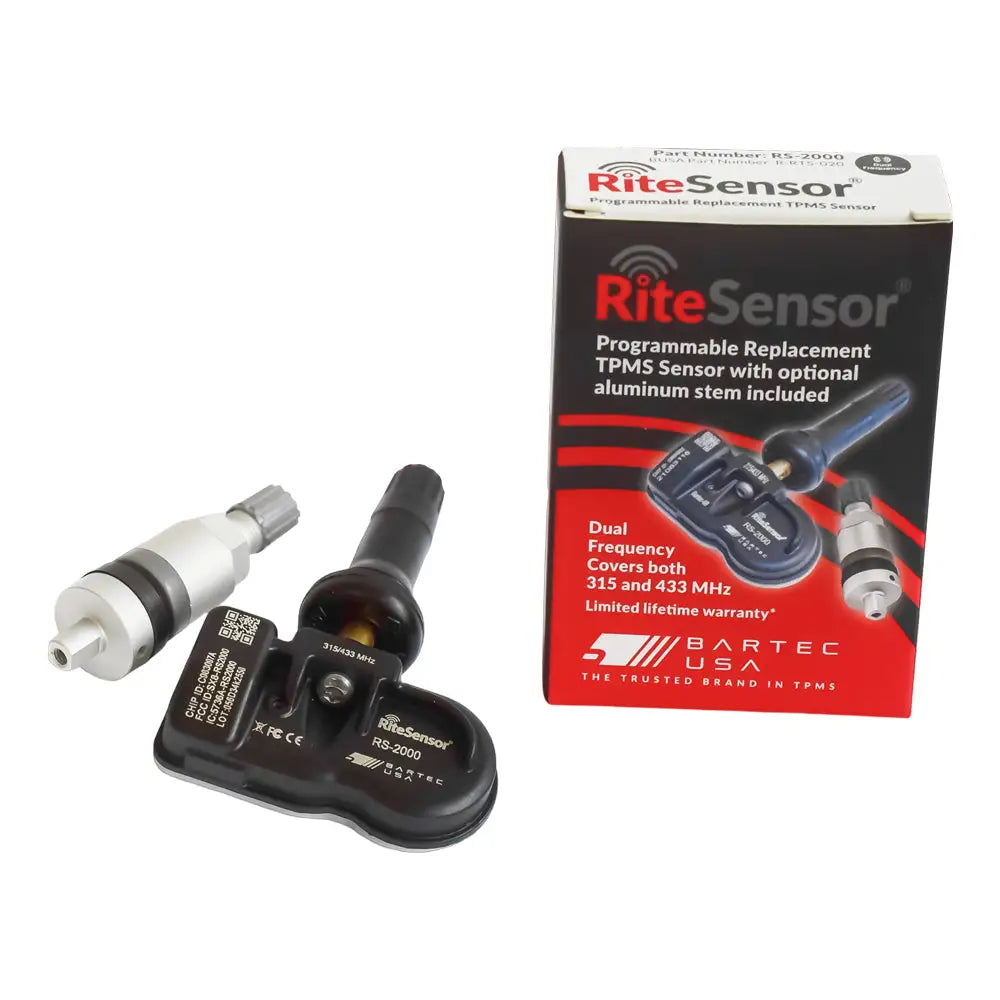 Bartec RS 2000 RITESensors Dual Band TPMS Sensor (315/433Mhz) with Rubber/Metal Valve Stems - Compatible with Most US & European Vehicles for Accurate Tire Pressure Monitoring