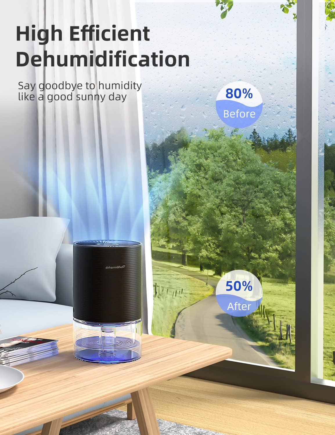 25oz Home Dehumidifier with Auto-Off - Ultra Quiet & Energy Saving for Bedroom, Bathroom, Closet, Wardrobe, Office, RV (285 sq.ft) - Prevent Mold & Moisture Damage in Small Spaces