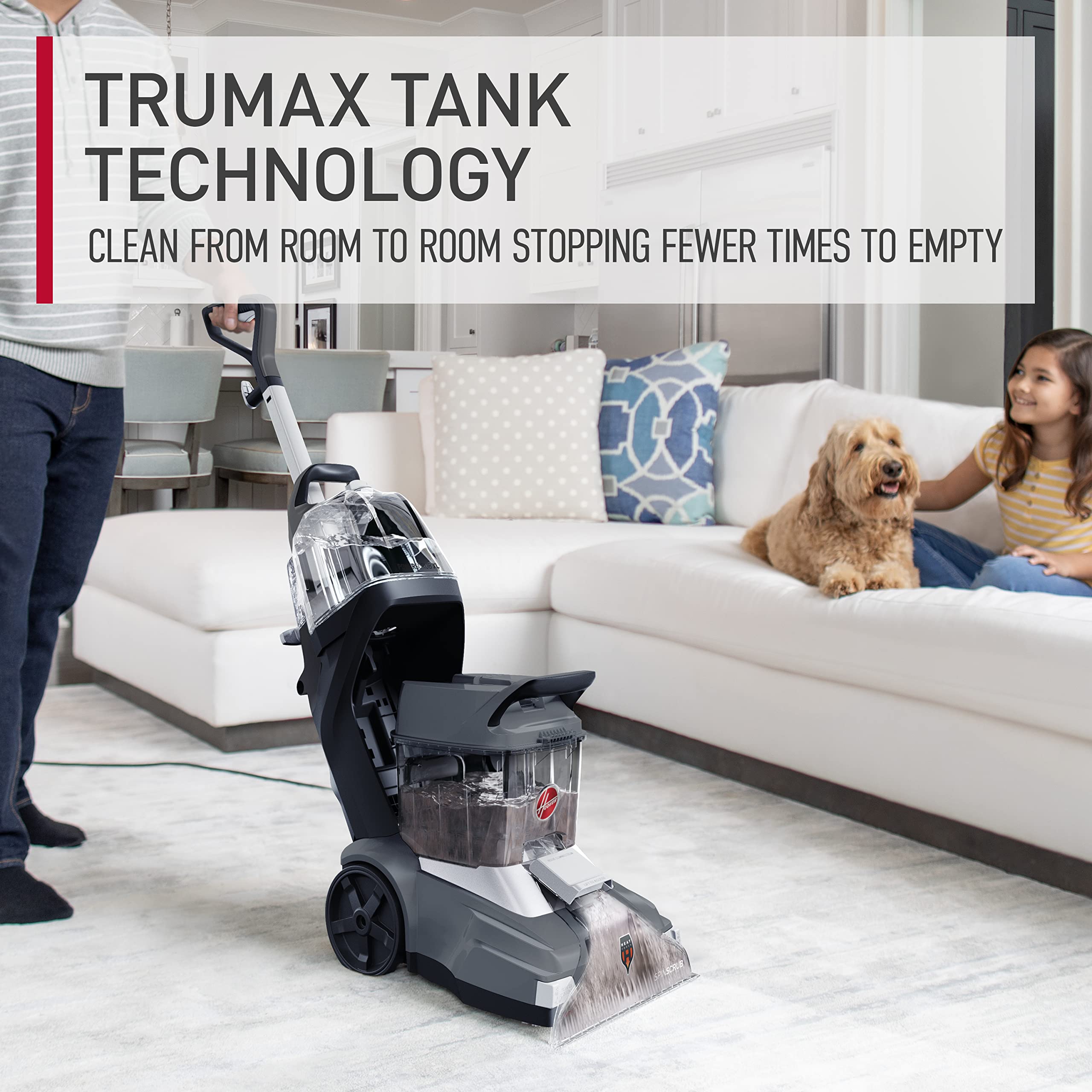 Hoover PowerScrub XL Pet Carpet Cleaner Machine - Heavy Duty Upright Carpet Shampooer with Powerful Suction, FH68050 Model in Black | Ideal for Pet Hair Removal & Deep Cleaning Carpets, Rugs & Stairs