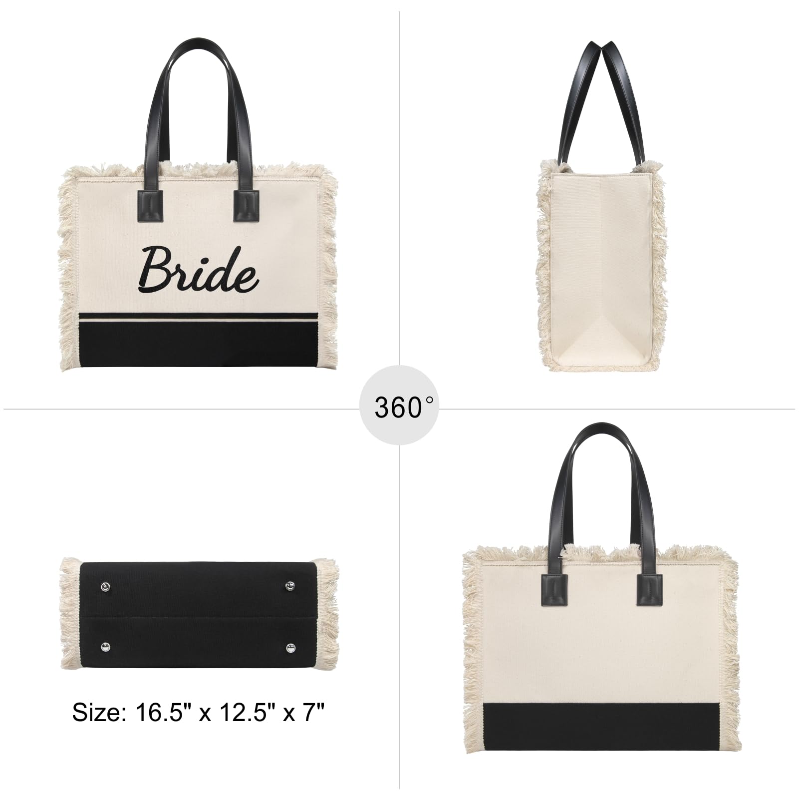 Personalized Bride Canvas Tote Bag - Wedding Gift for Bridal Shower, Bachelorette Party & Honeymoon - Custom Bridal Accessories for Newlyweds - Perfect for Travel, Beach & Wedding Essentials