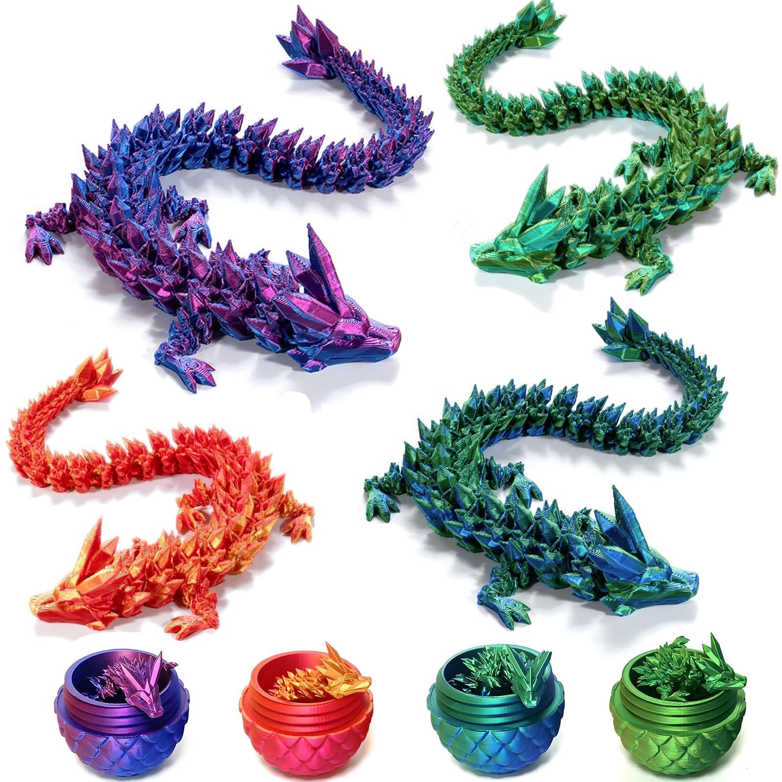 3D Printed Dragon Surprise Egg - Easter Basket Stuffers & Fidget Desk Toys for Boys Kids, Unique Easter Gifts & Home Decor (Purple) | Perfect for Easter Celebrations, Party Favors, Stress Relief & Creative Play