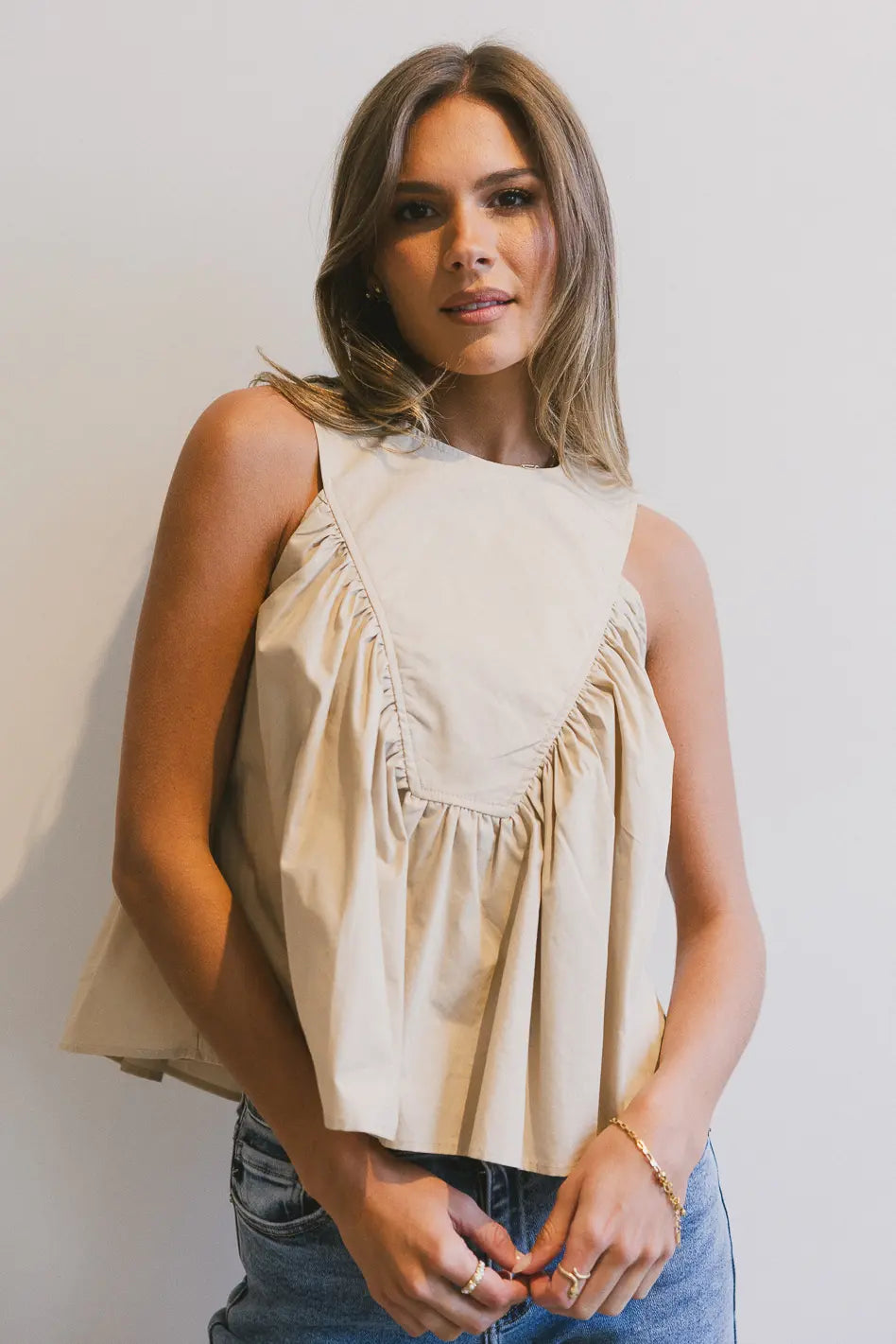 Anselle Women's Stylish Swing Blouse in Taupe - Perfect for Office Wear & Casual Outings