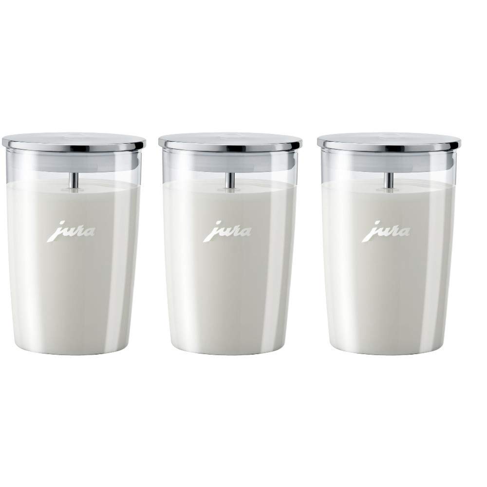 Jura 72570 Glass Milk Container - Clear, 3-Pack - Perfect for Coffee Machines, Espresso Makers & Milk Frothers