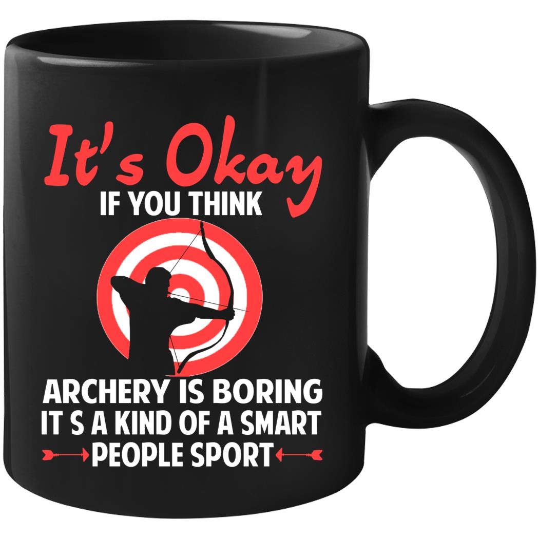 11oz Black Archery Mug - Perfect Gift for Bow & Arrow Enthusiasts - Ideal for Coffee, Tea at the Range or Home