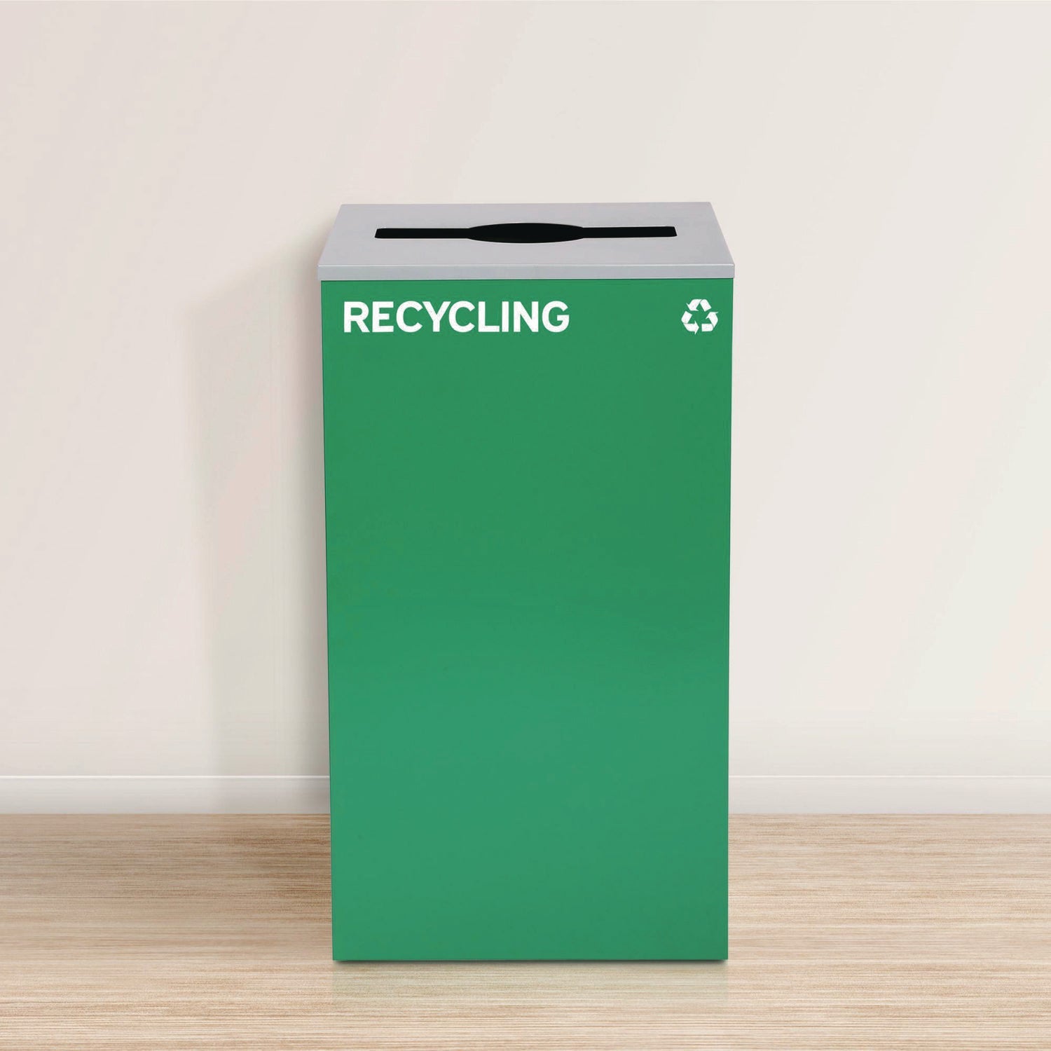 Alpine Industries 29 Gallon Steel Trash Can & Recycling Bin Set - Green Recycling Container with Mixed Lid & Black Garbage Can with Square Lid for Kitchen, Office, Garage Waste Management