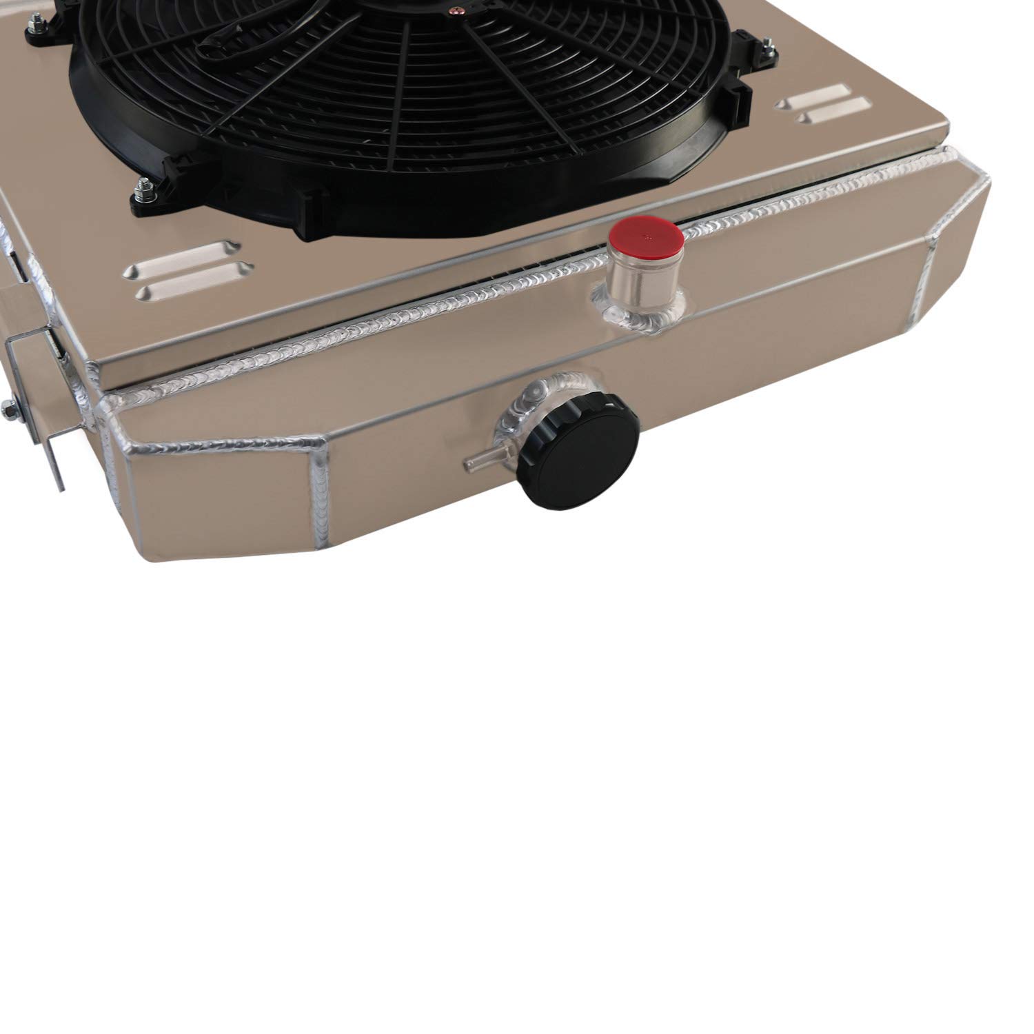 Alloyworks 3 Row Aluminum Radiator with Shroud Fan for 1955-1957 Chevy Bel-Air, Del Ray, Nomad & 210 V8 - High Performance Cooling Upgrade for Classic Car Restoration & Hot Rod Builds