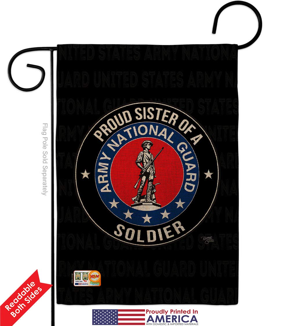 Double-Sided USA Made Army Garden Flag 28x40 Inch - Military Veteran Soldier Gift, Armed Forces National Guard ANG Burlap Yard Banner - Perfect for Patriotic Home Decor & Outdoor Memorial Displays
