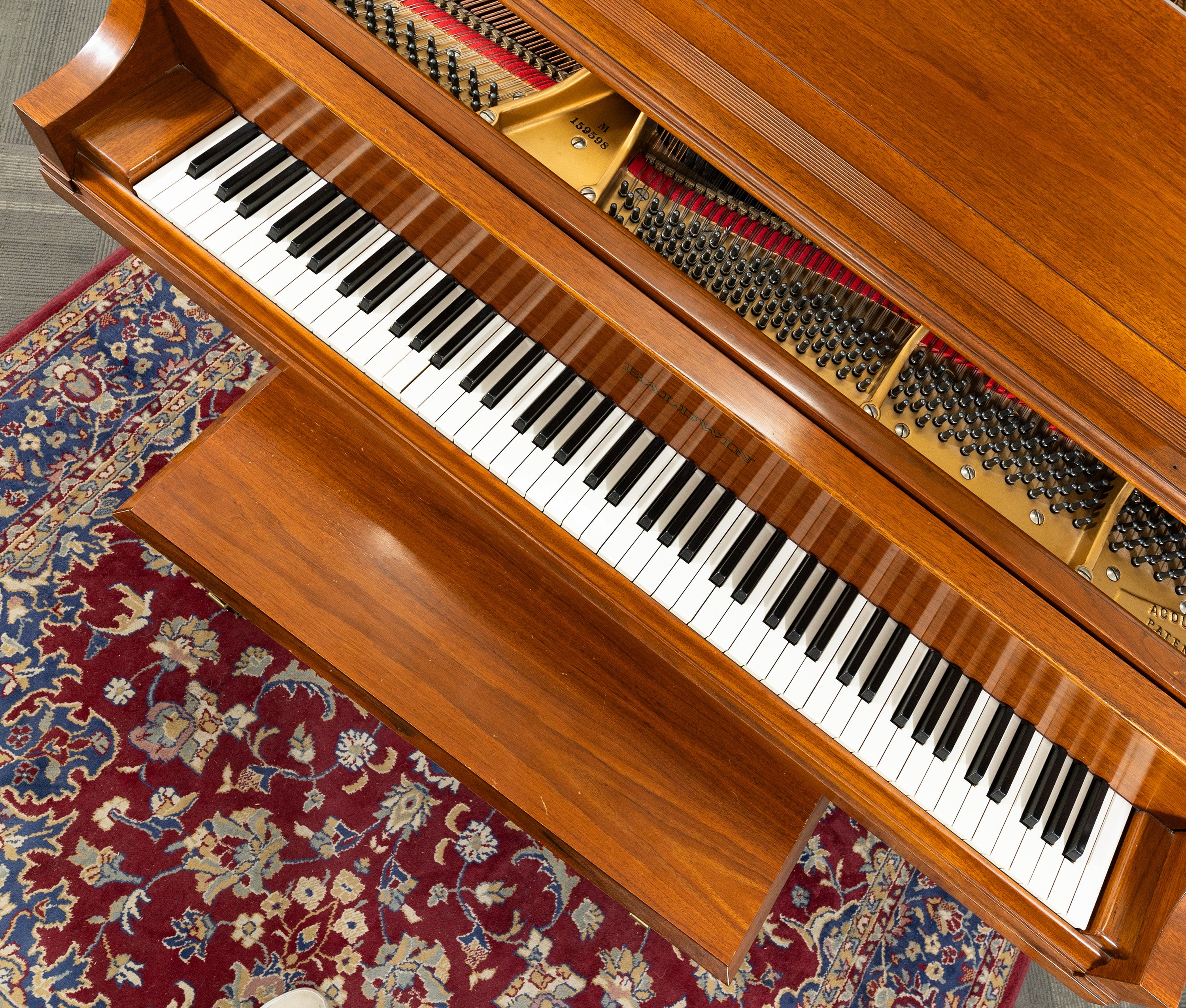 Baldwin 5'2 Model M Grand Piano in Satin Walnut Finish | Used Vintage Piano with Serial Number 159598 | Perfect for Home, Studio & Concert Performances