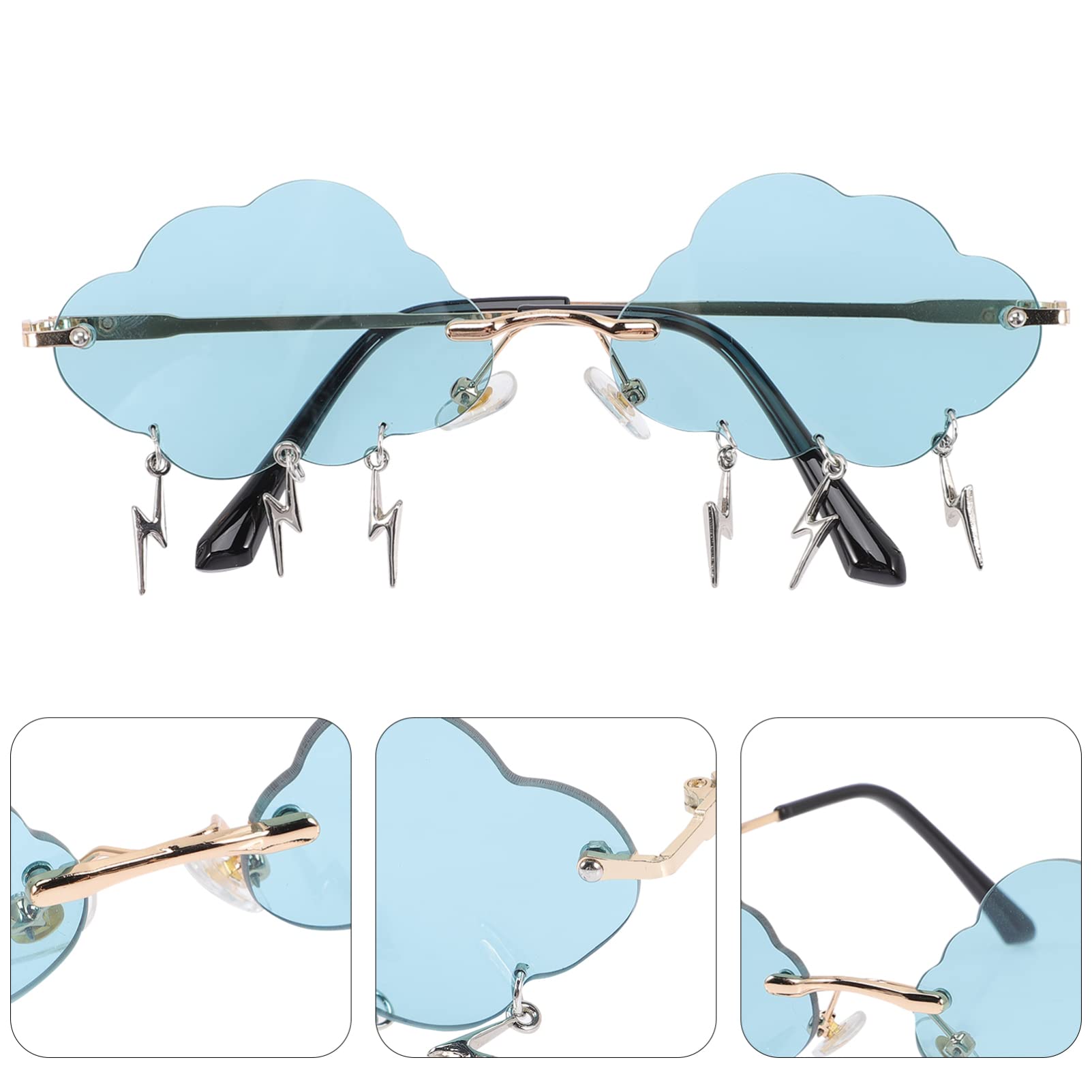 VALICLUD Rimless Vintage Cloud Sunglasses - 90s Retro Disco Rave Sunglasses for Women & Men - Perfect for Music Festivals, Beach Days & Nightclubs