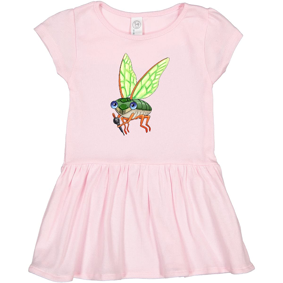 Inktastic Cute Cicada with Microphone Toddler Dress - Adorable Insect Print Baby Girl Outfit for Birthday Parties & Photo Shoots