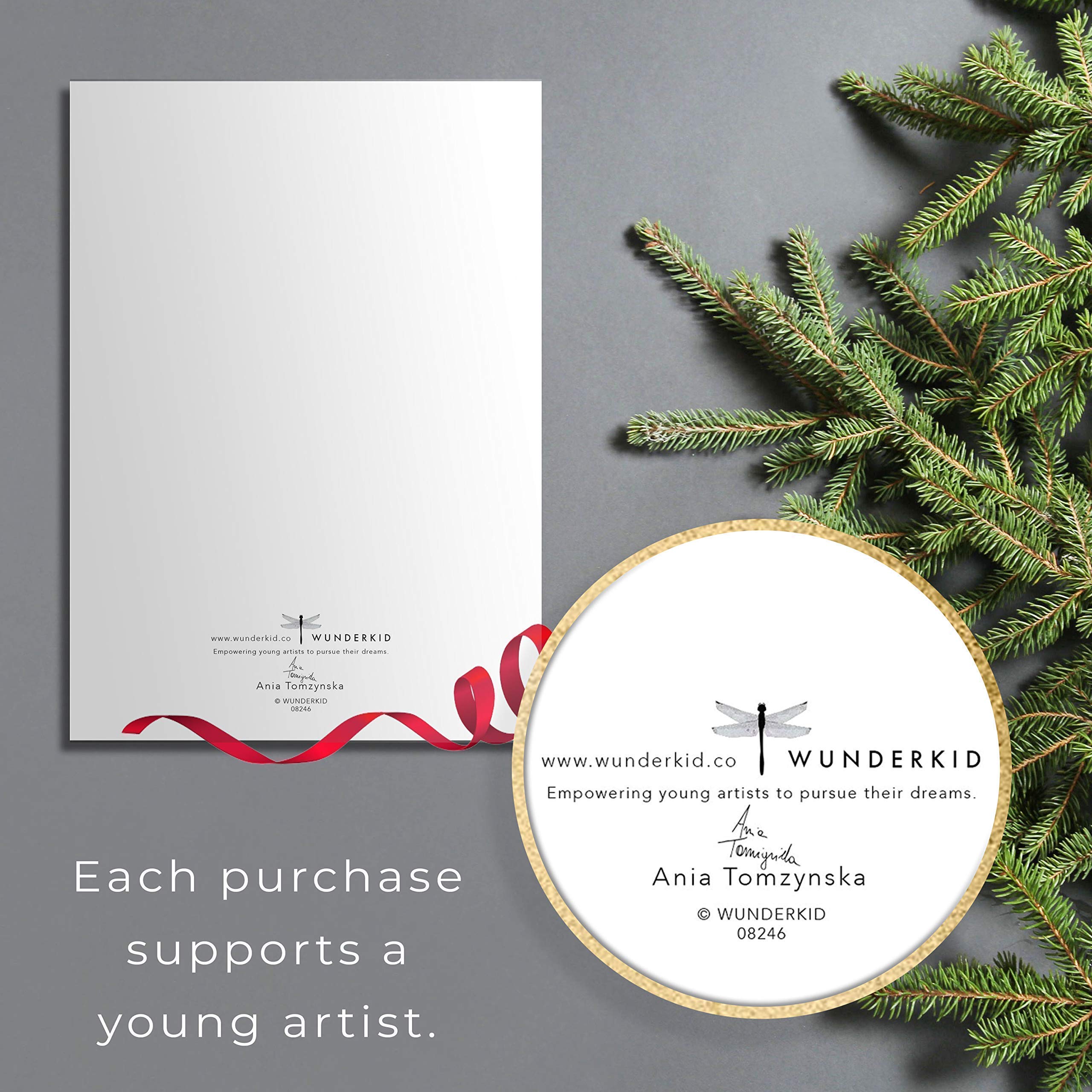 Wunderkid Joy 2022 New Year Greeting Card | Merry Christmas & Happy Holiday Blank Inside Card (Single Card) - Perfect for Family, Friends & Office Holiday Wishes