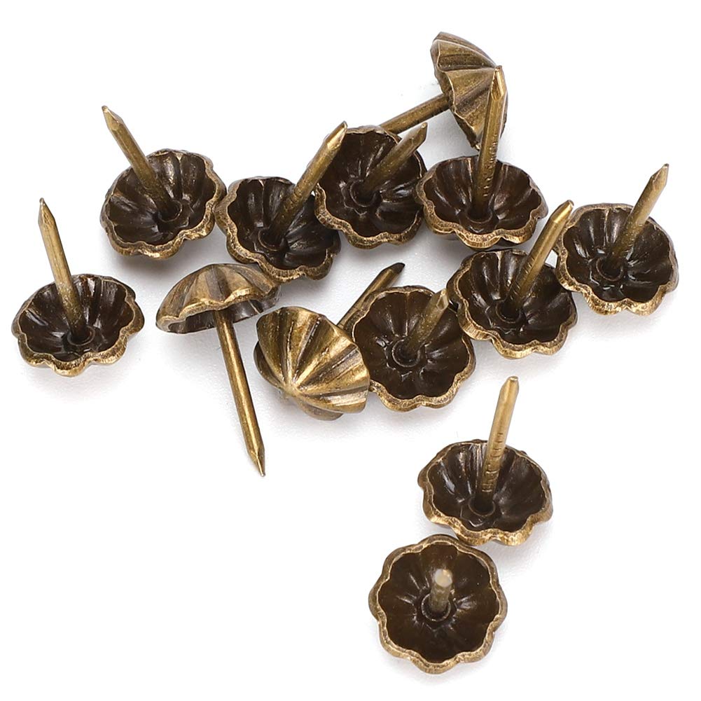 Cyrank 150-Pack Upholstery Tacks, Decorative Brass Nails for Furniture, Sofa, Chair & Bed - DIY Home Decor & Furniture Restoration Accessories (Perfect for Upholstery Projects & Vintage Furniture Makeovers)