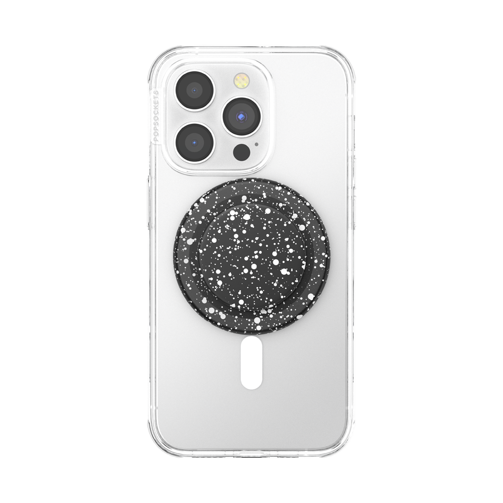 Black Speckle PopGrip for MagSafe - Magnetic Phone Grip & Stand for iPhone 12/13/14/15 - Perfect for Driving, Video Calls, and Hands-Free Use