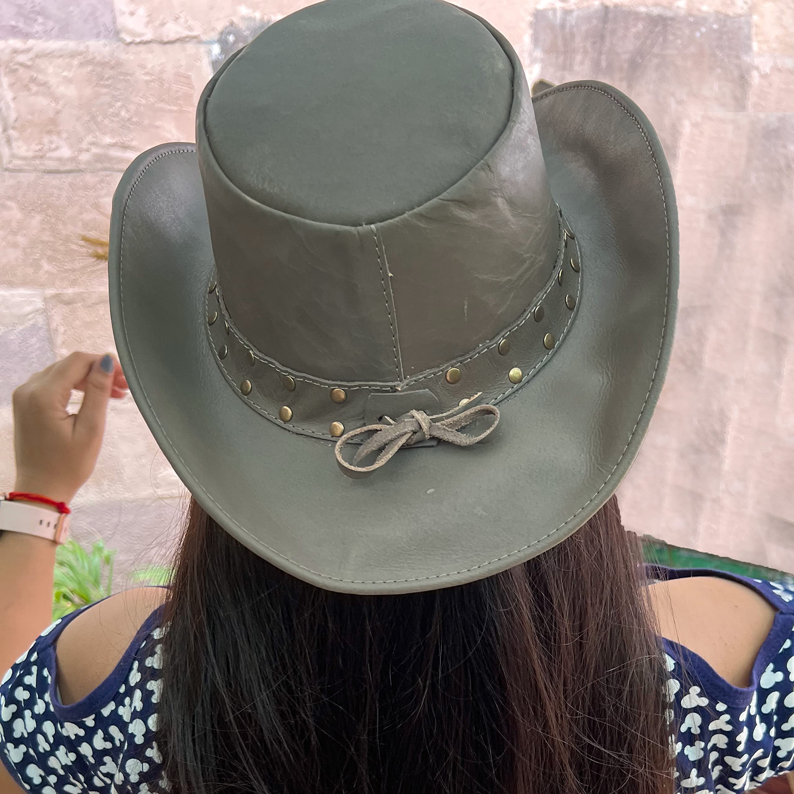 Hulara Genuine Leather Cowboy Hat for Men & Women - Handcrafted Western Style Cowboy Hat for Rodeo, Country Music Festivals & Outdoor Adventures