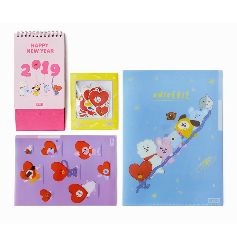 BT21 2024 Desk Calendar Set - Cute Korean Character Planner for Office, School & Home Organization | Perfect Gift for BTS Fans & K-Pop Lovers