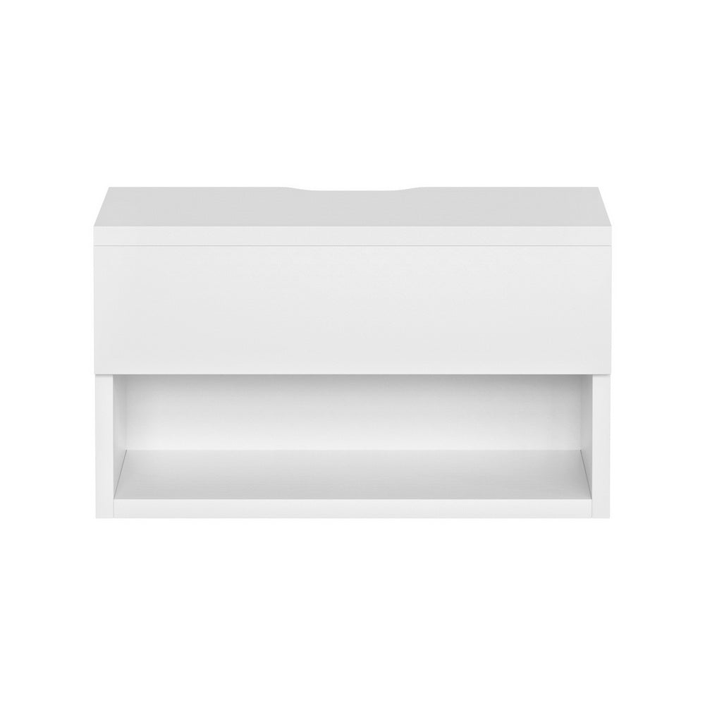 Floating Bedside Table Nightstand - White Wooden Shelf for Bedroom, Living Room, Office | Space-Saving Modern Design for Small Spaces