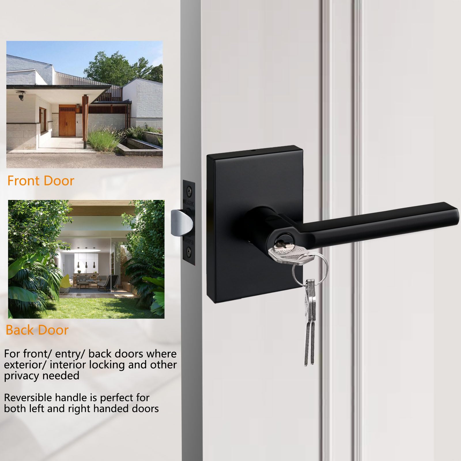 Heavy Duty Keyed Entry Lever Lock for Exterior Door - Matte Black Finish - Secure Front Door Handle with Keyed Entry (1 Pack) | Perfect for Homes, Offices & Commercial Buildings - Weather Resistant & Durable Door Lock Solution
