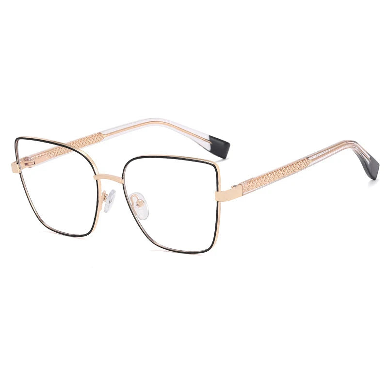 CCspace Women's Full Rim Cat Eye Square Alloy Eyeglasses Frame 57382 - Stylish Retro Glasses for Women, Lightweight Metal Frame for Office, Reading & Fashion Accessories