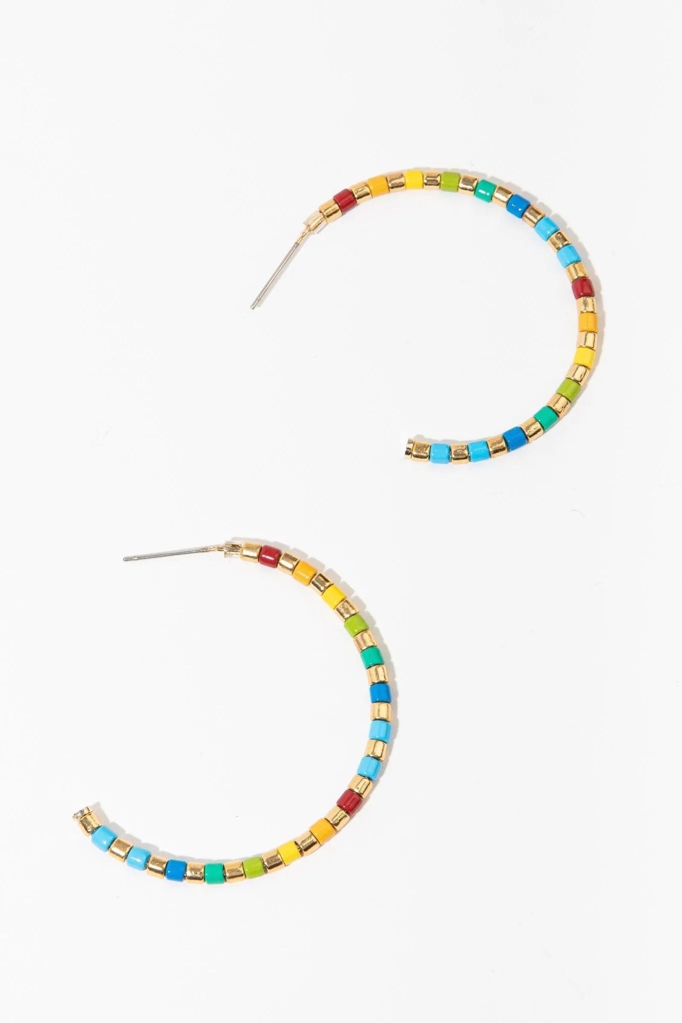 Golden Rainbow Hoop Earrings for Women - 14K Gold Plated Stainless Steel Dangle Earrings - Trendy Boho Jewelry for Everyday Wear, Parties & Special Occasions