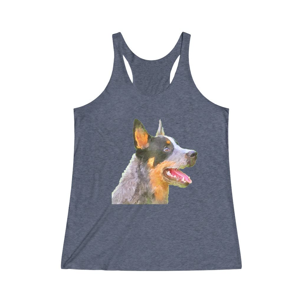 Blue Heeler - Australian Cattle Dog 'Percy' Women's Tri-Blend Racerback Tank Top by Doggylips™ | Comfortable & Stylish Dog Lover Apparel for Casual Wear, Workouts & Outdoor Activities