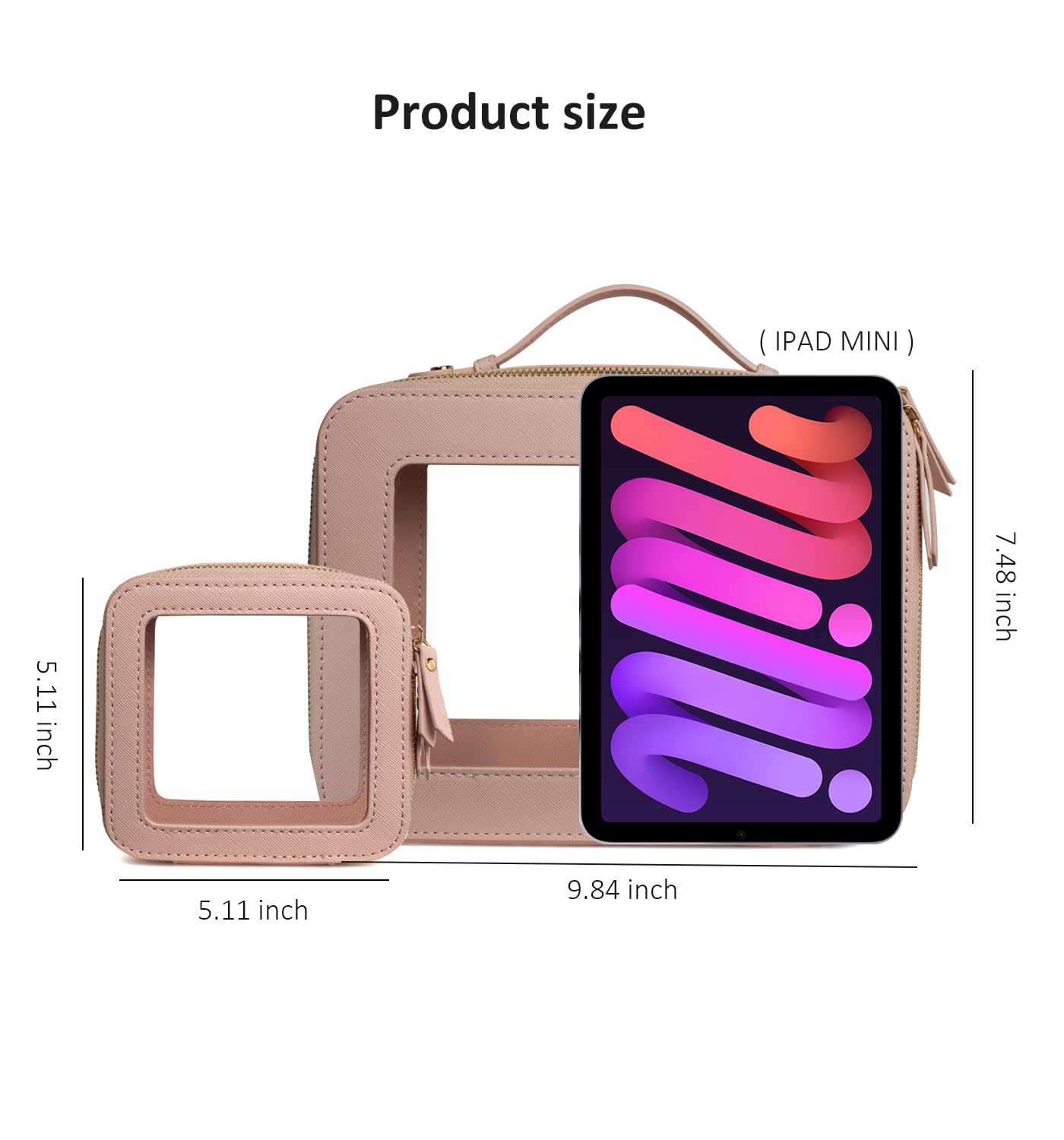 LETGO Clear Makeup Bags Small | TSA Approved Toiletry Bag with Zipper | Mini Clear Makeup Pouch Organizer for Travel Essentials | Clear Cosmetic Bags for Car Storage (Mini-Nude) | Perfect for Air Travel, Gym & Daily Organization