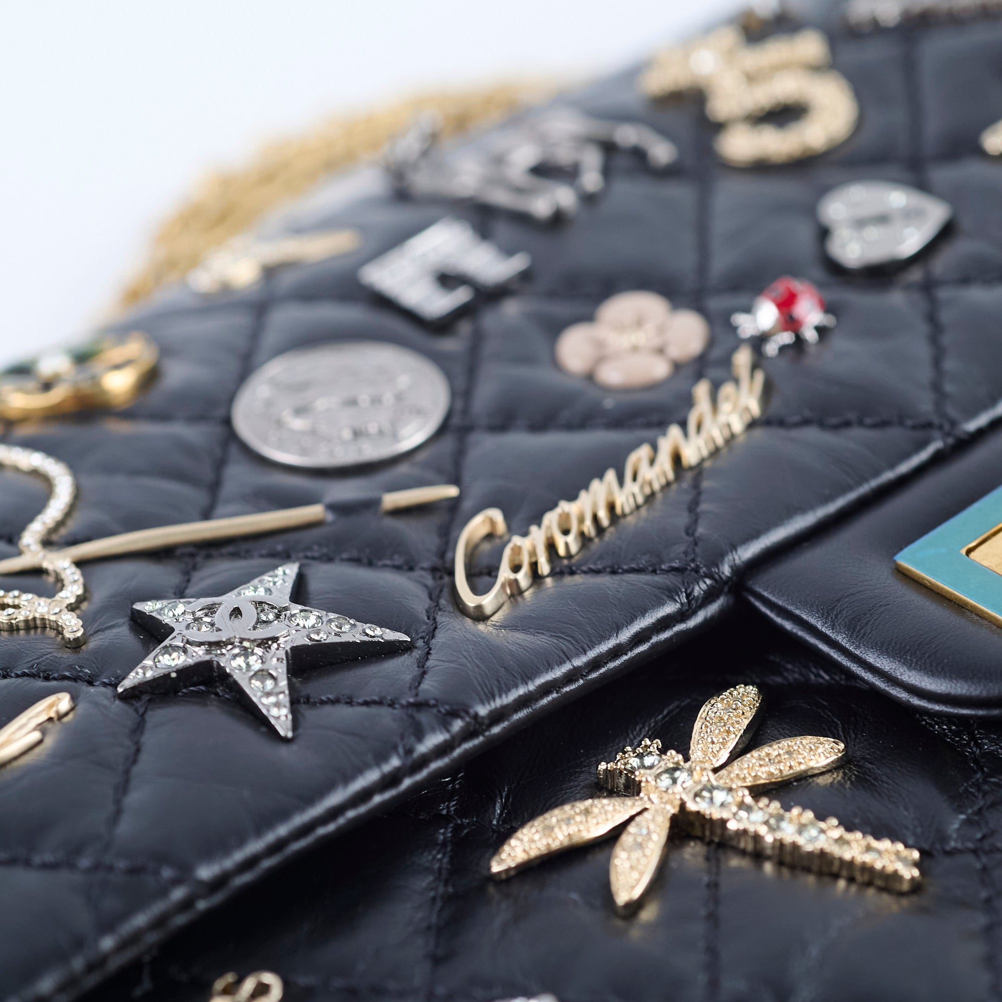 Chanel Reissue 2.55 Lucky Charms Small Black Leather Flap Bag 24 Series - Luxury Designer Handbag for Women, Perfect for Evening Events & Special Occasions
