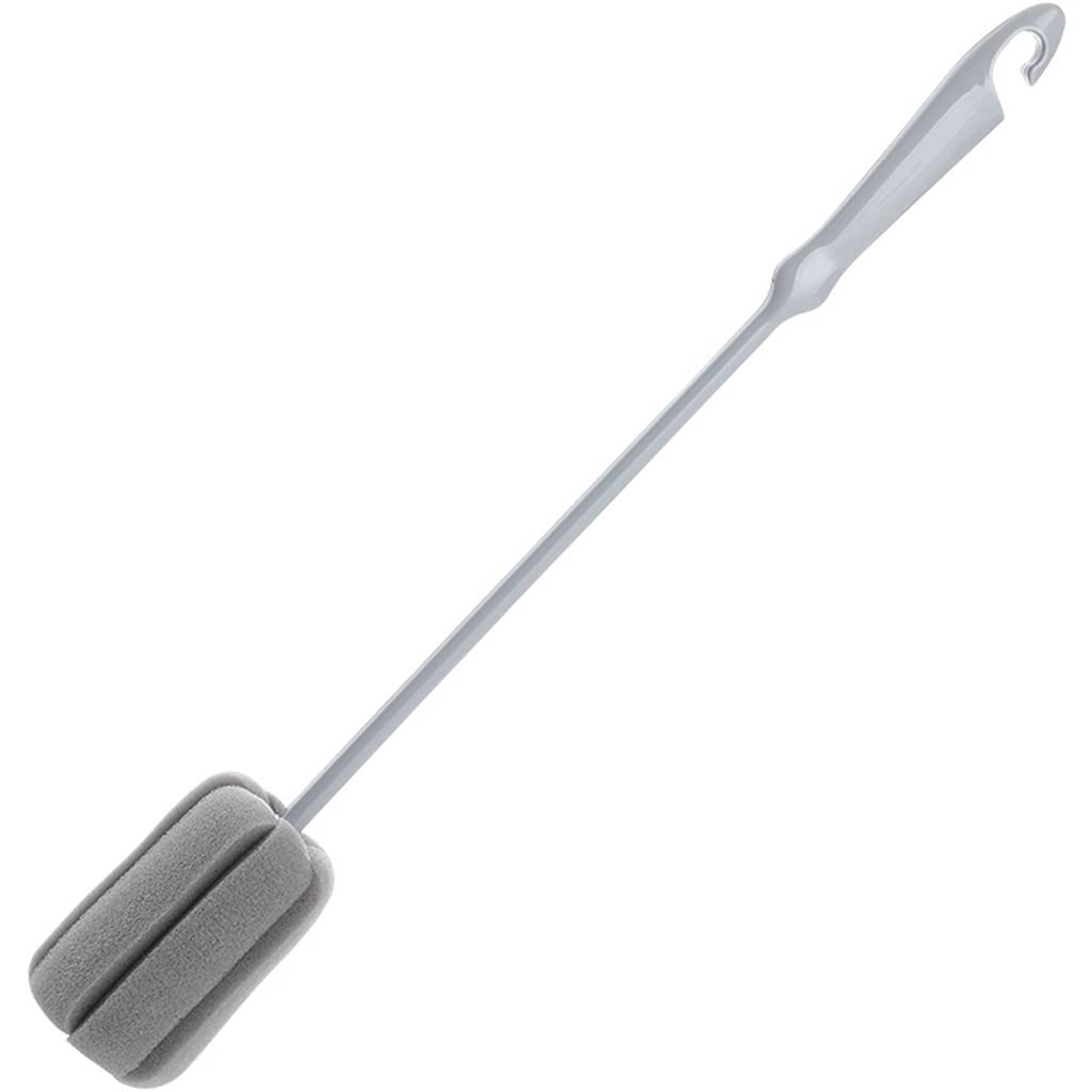 LEIGE Long Handle Cup Brush - Practical Kitchen Cleaning Tool for Wine Glasses, Bottles, Coffee & Tea Mugs - Durable Sponge Brush (Gray, Small) - Perfect for Home, Restaurant & Bar Use