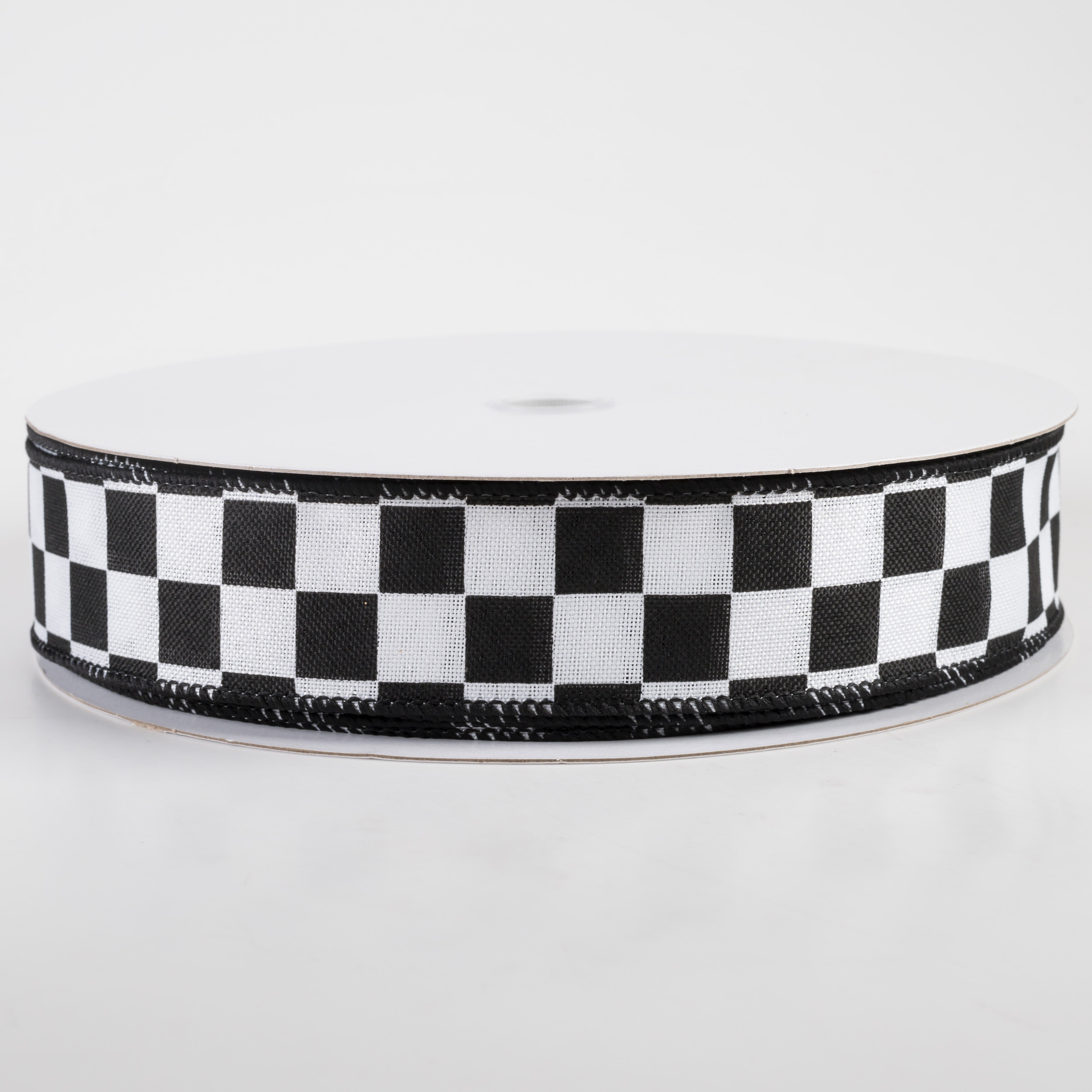 1.5 Inch Black and White Linen Race Check Ribbon - 50 Yards Bulk Roll for Gift Wrapping, Crafts, and DIY Projects