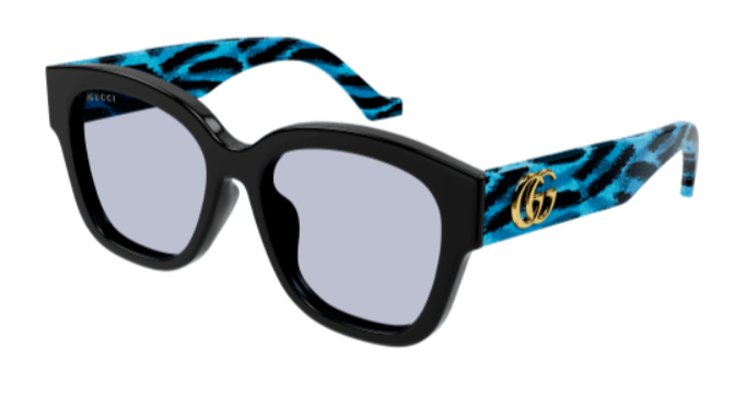 Gucci GG1550SK 003 Black & Violet Striped Cat Eye Sunglasses for Women - Fashion UV Protection Shades for Driving, Beach & Outdoor Activities