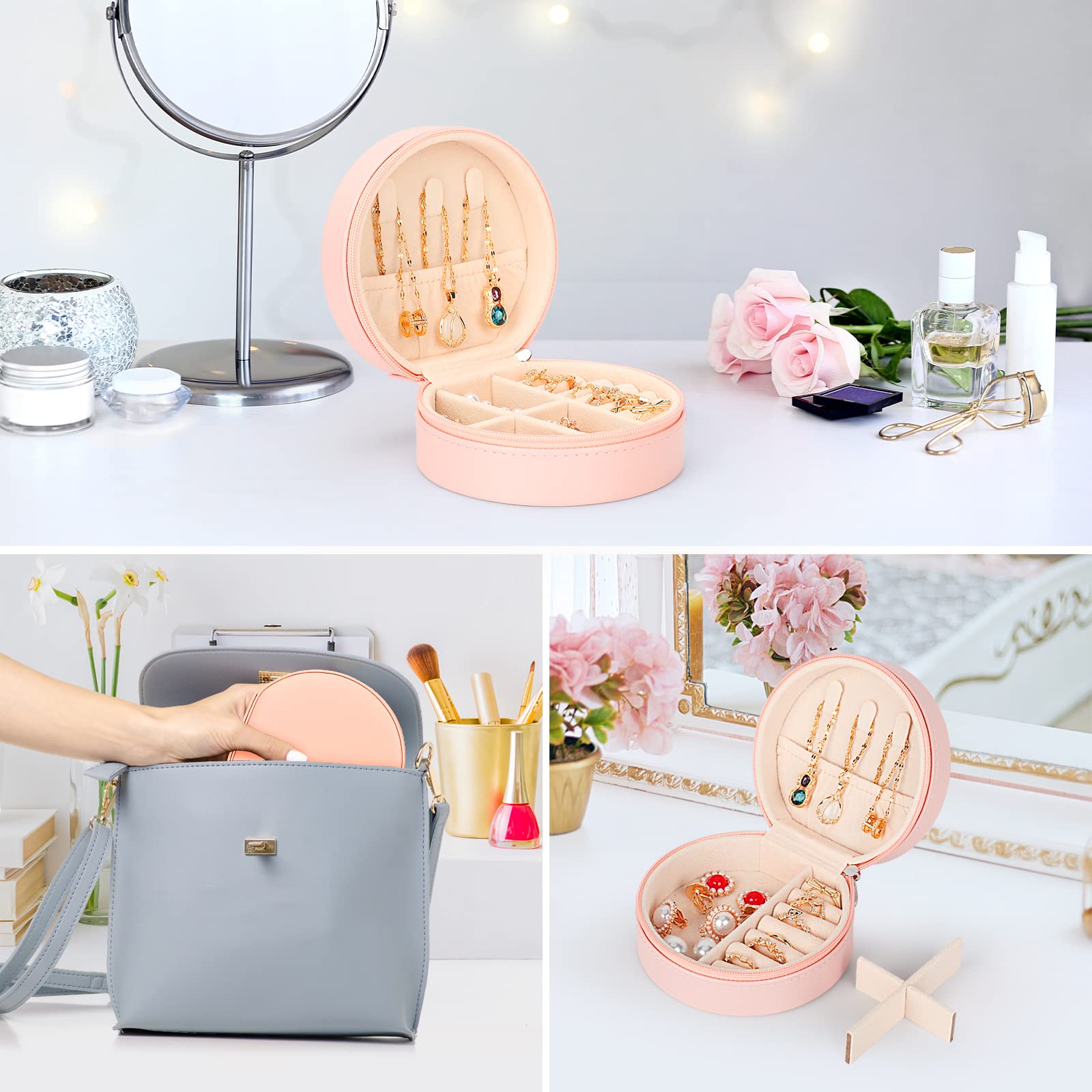 3-Pack Jewelry Organizer Box for Women - Double Layer Travel Jewelry Case with Mirror, Small Jewelry Storage Box - Perfect Gift for Girlfriend, Wife, Bridesmaids (Great for Travel, Home Storage & Gift Giving)