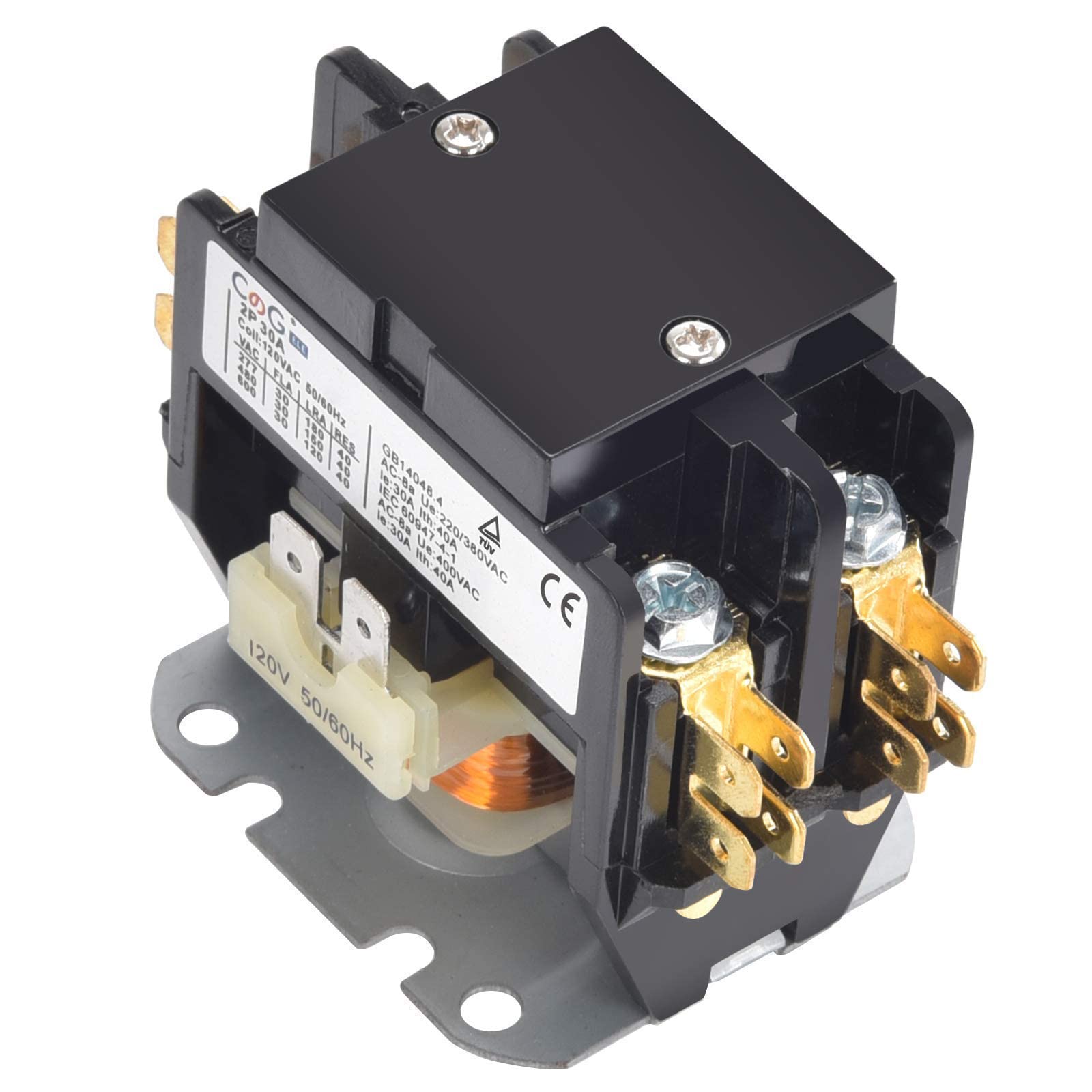30 Amp 2 Pole Air Conditioner Contactor 120V Coil - HVAC Compressor Contactor for AC Condenser Units | Ideal for Home & Commercial Cooling Systems