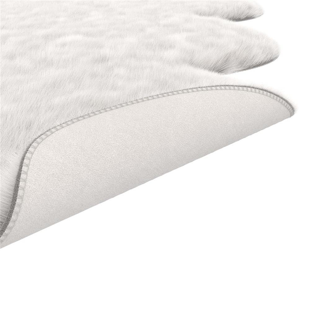 Abacasa Gloss White Acrylic and Polyester Faux Fur Area Rug - Soft Plush Shaggy Carpet for Living Room, Bedroom & Nursery Decor